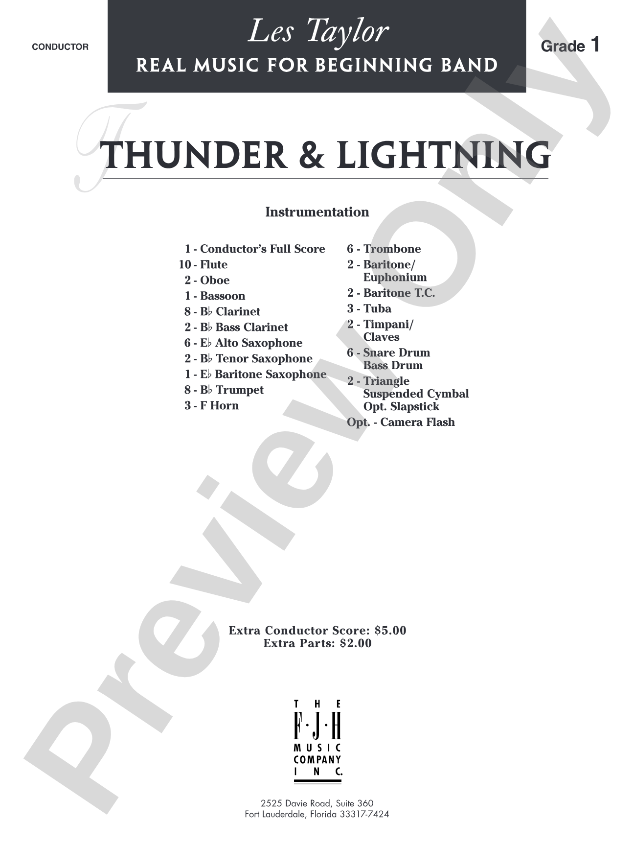Thunder & Lightning: Concert Band Conductor Score & Parts