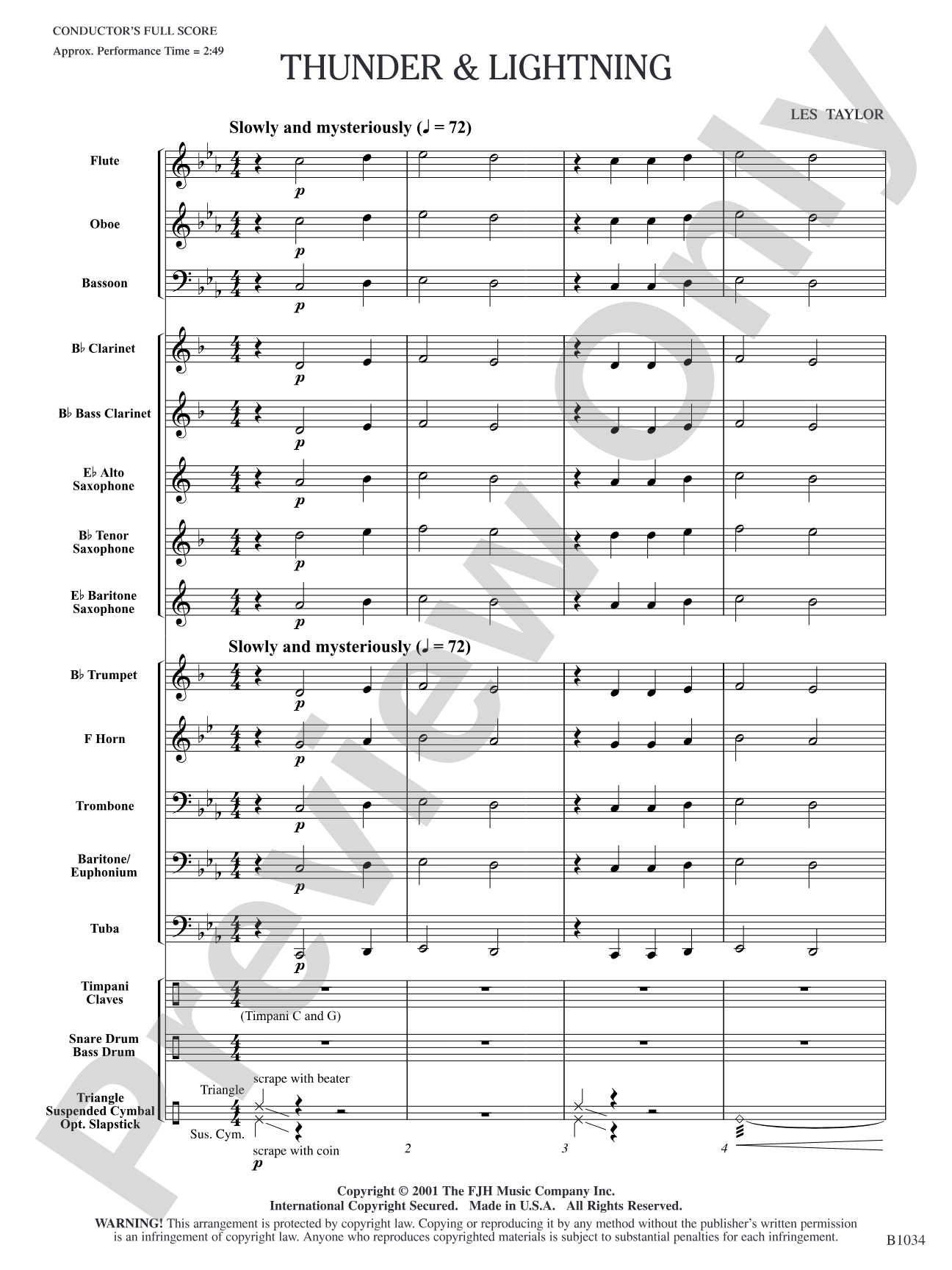 Thunder & Lightning: Concert Band Conductor Score & Parts