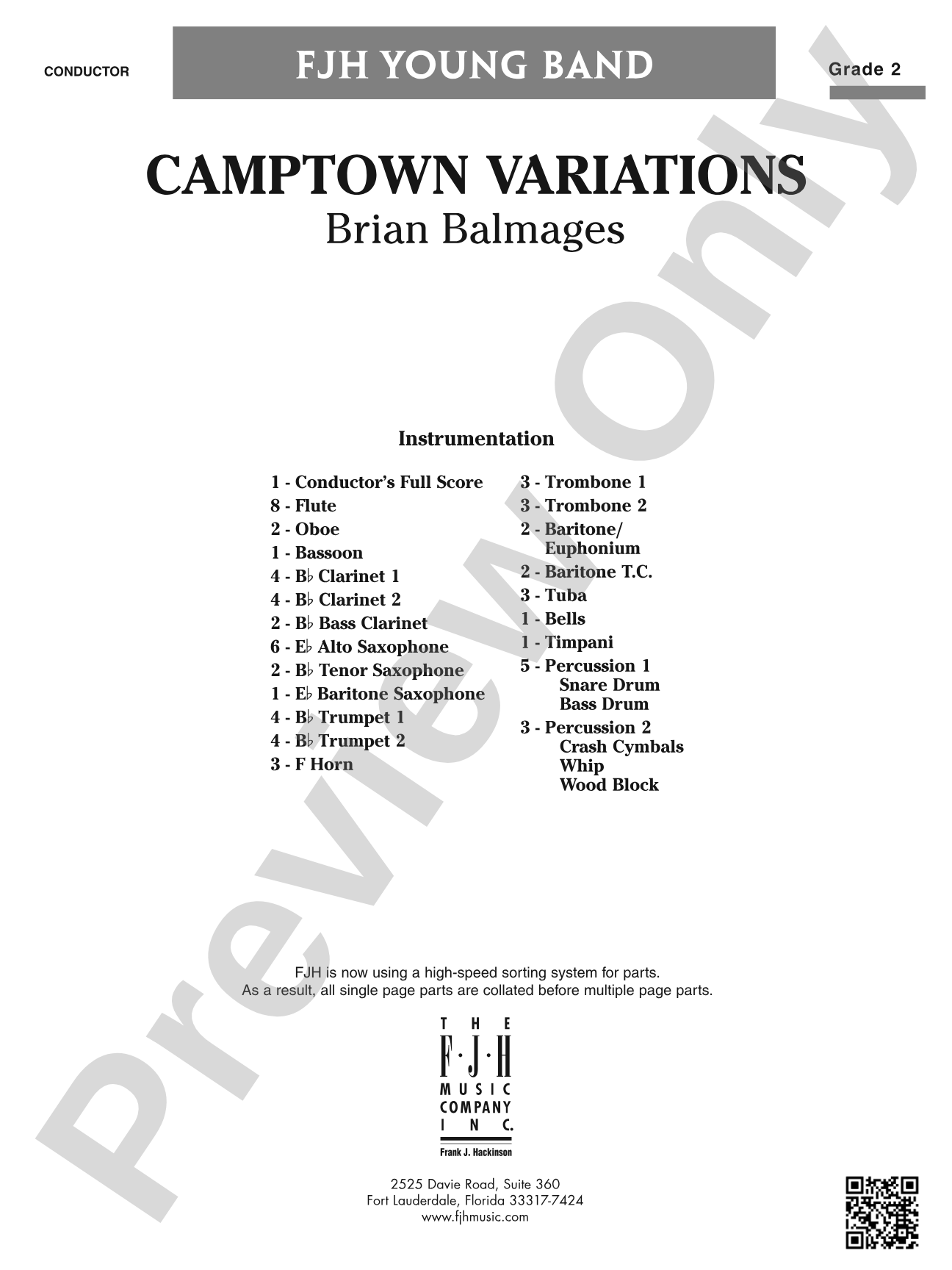 Camptown Variations: Concert Band Conductor Score & Parts