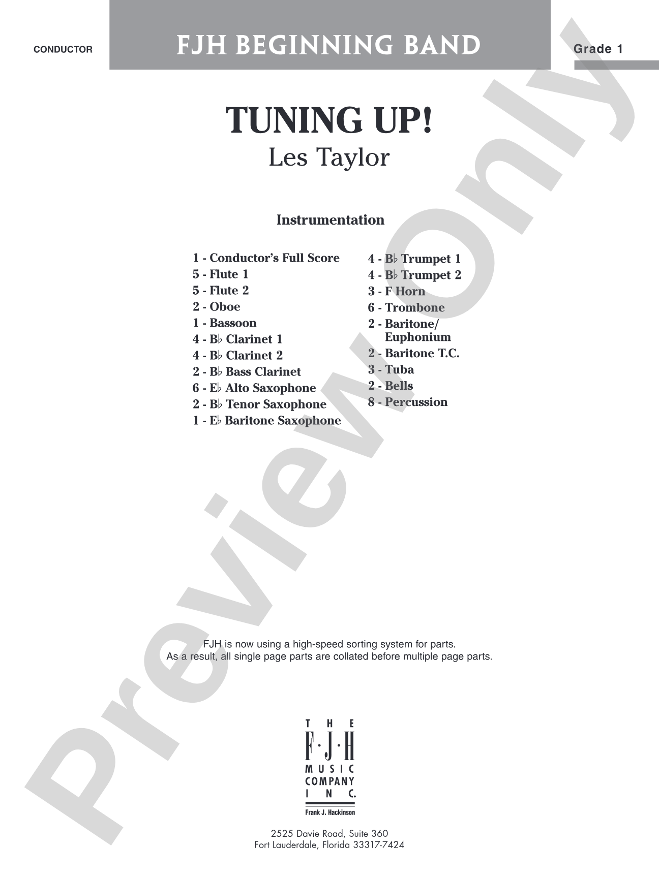 Tuning Up!: Concert Band Conductor Score & Parts