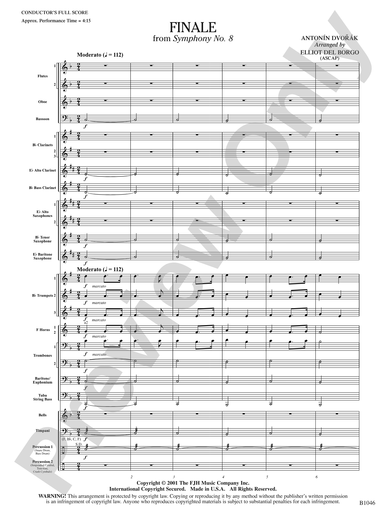 Finale from Dvorák's Symphony No. 8: Score