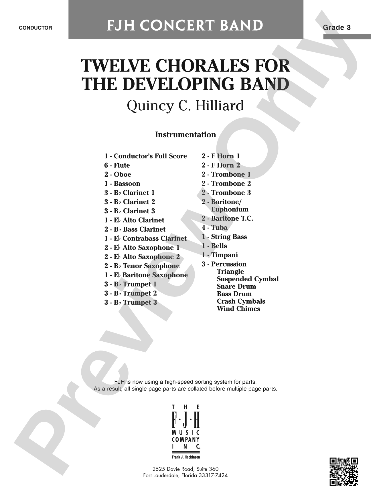 Twelve Chorales for the Developing Band: Concert Band Conductor Score & Parts