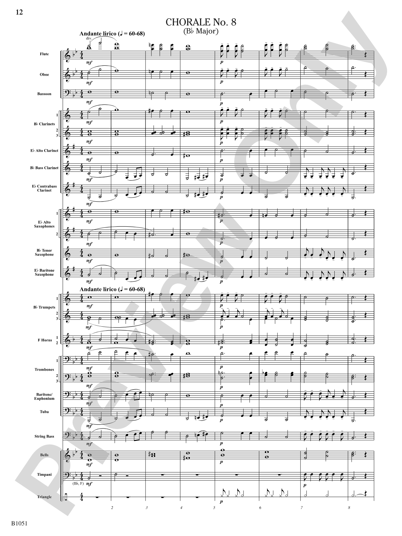 Twelve Chorales for the Developing Band: Concert Band Conductor Score & Parts