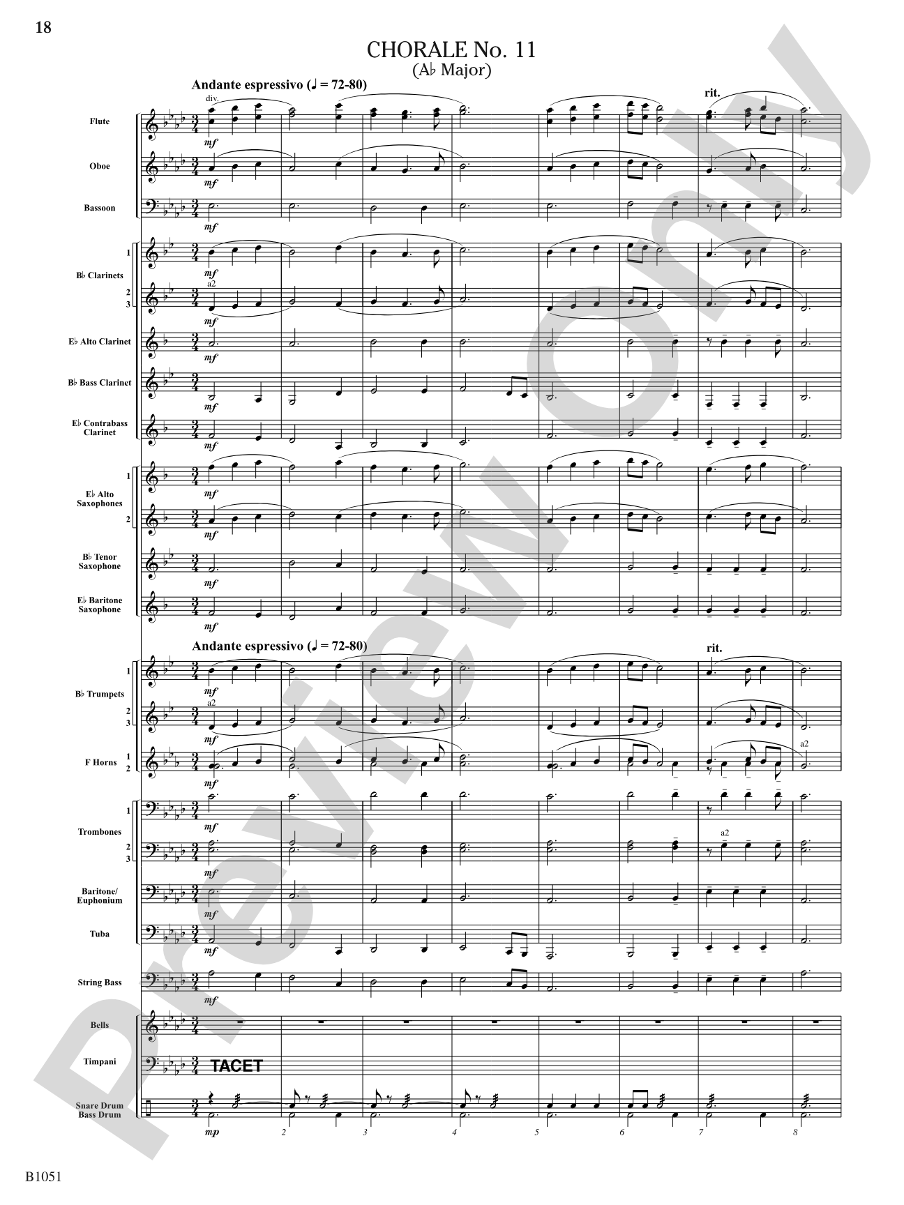 Twelve Chorales for the Developing Band: Concert Band Conductor Score & Parts