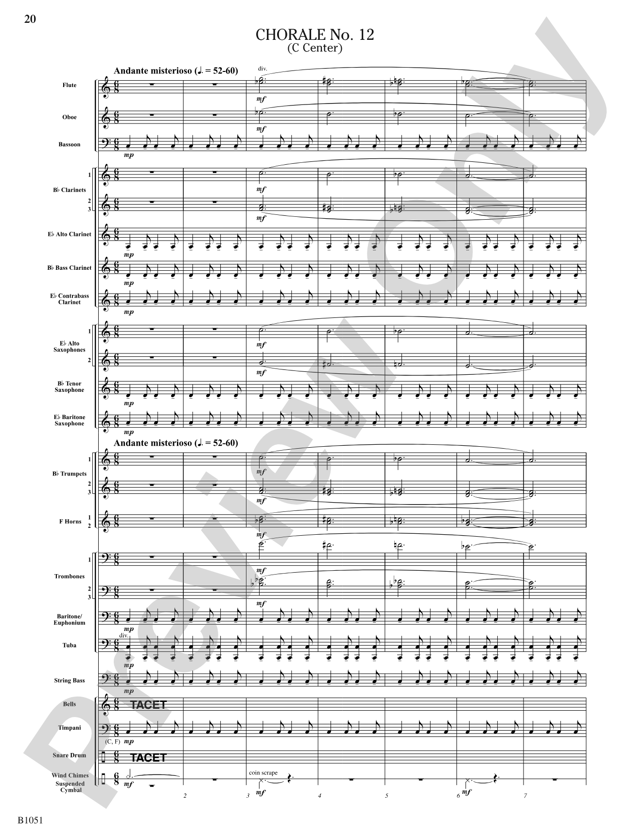 Twelve Chorales for the Developing Band: Concert Band Conductor Score & Parts