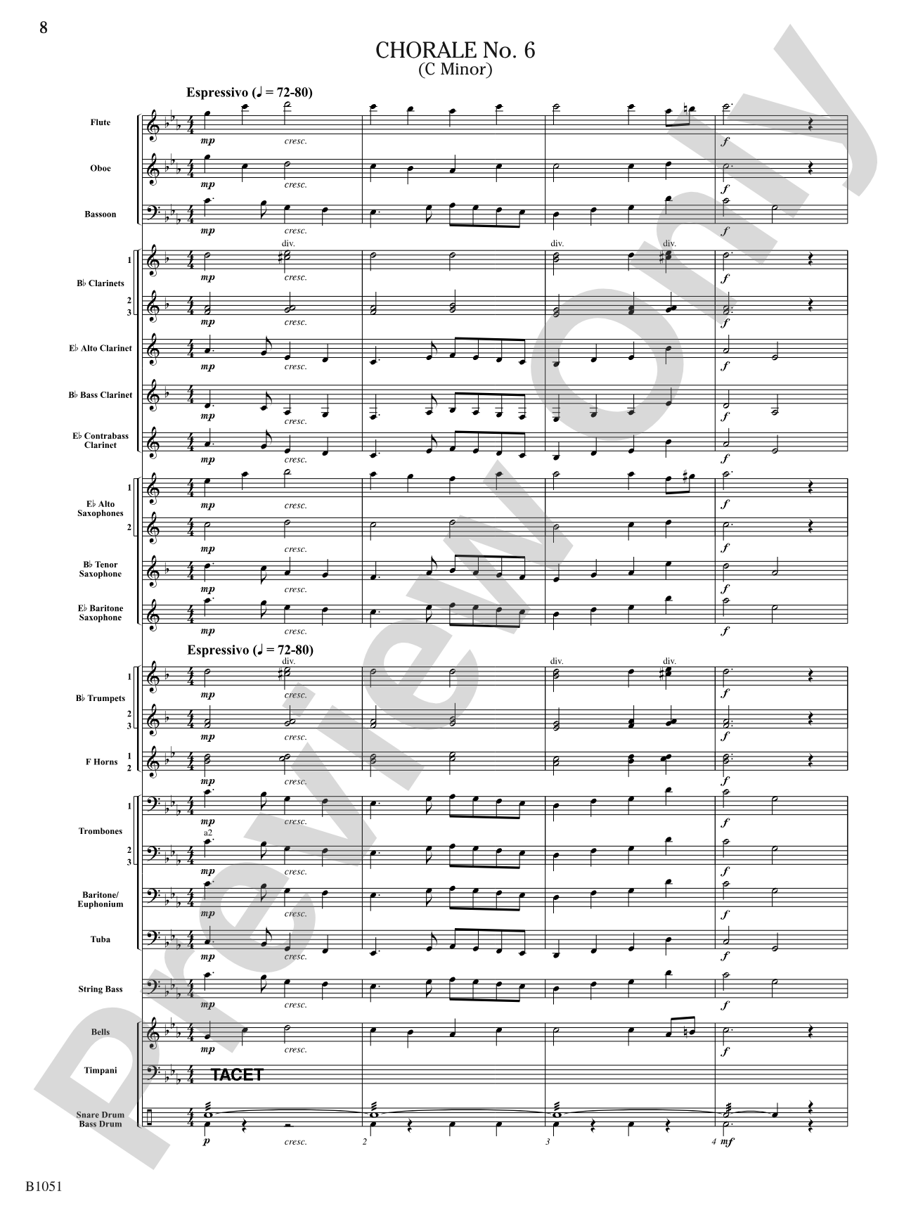 Twelve Chorales for the Developing Band: Concert Band Conductor Score & Parts