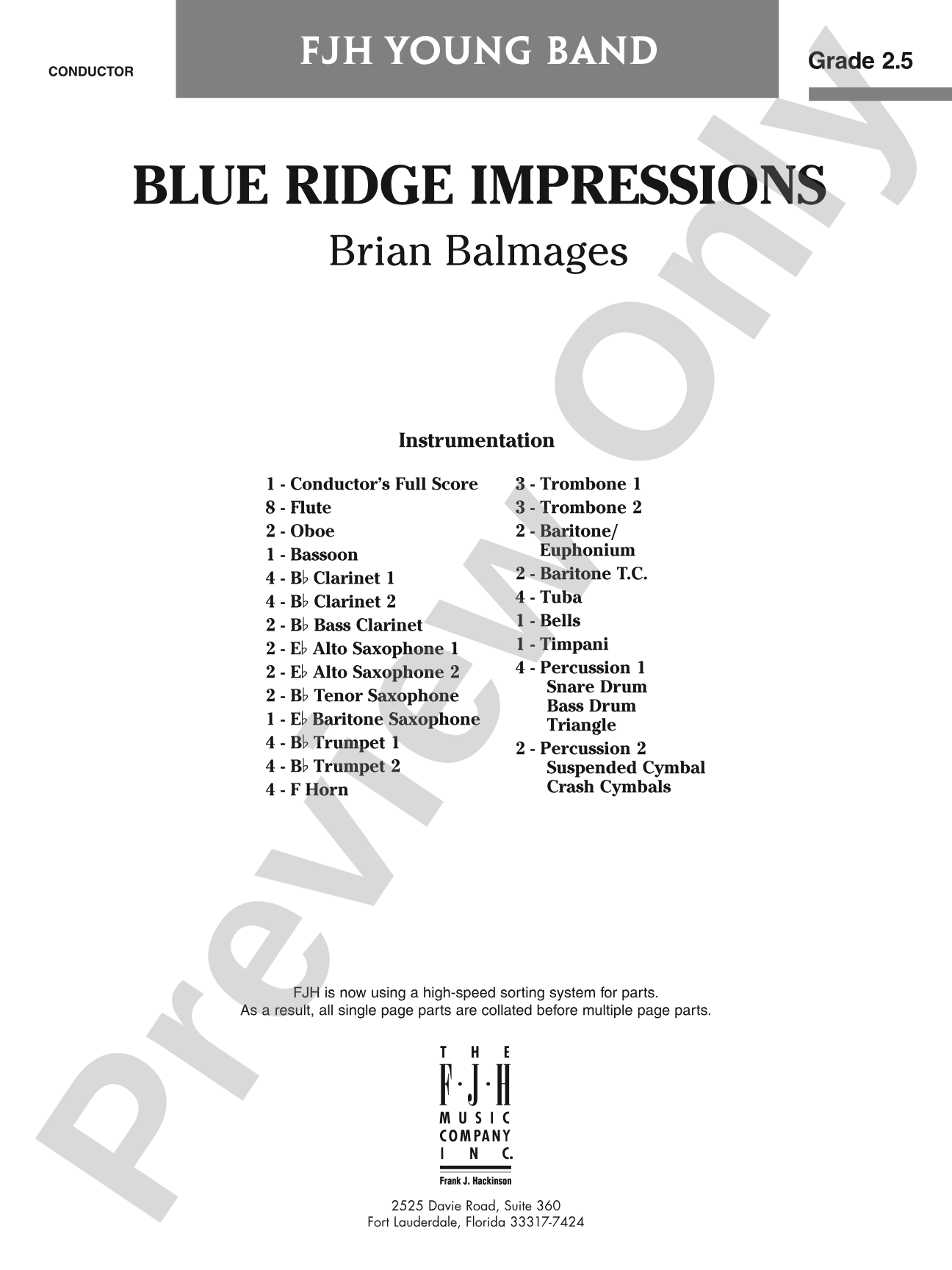 Blue Ridge Impressions: Concert Band Conductor Score & Parts