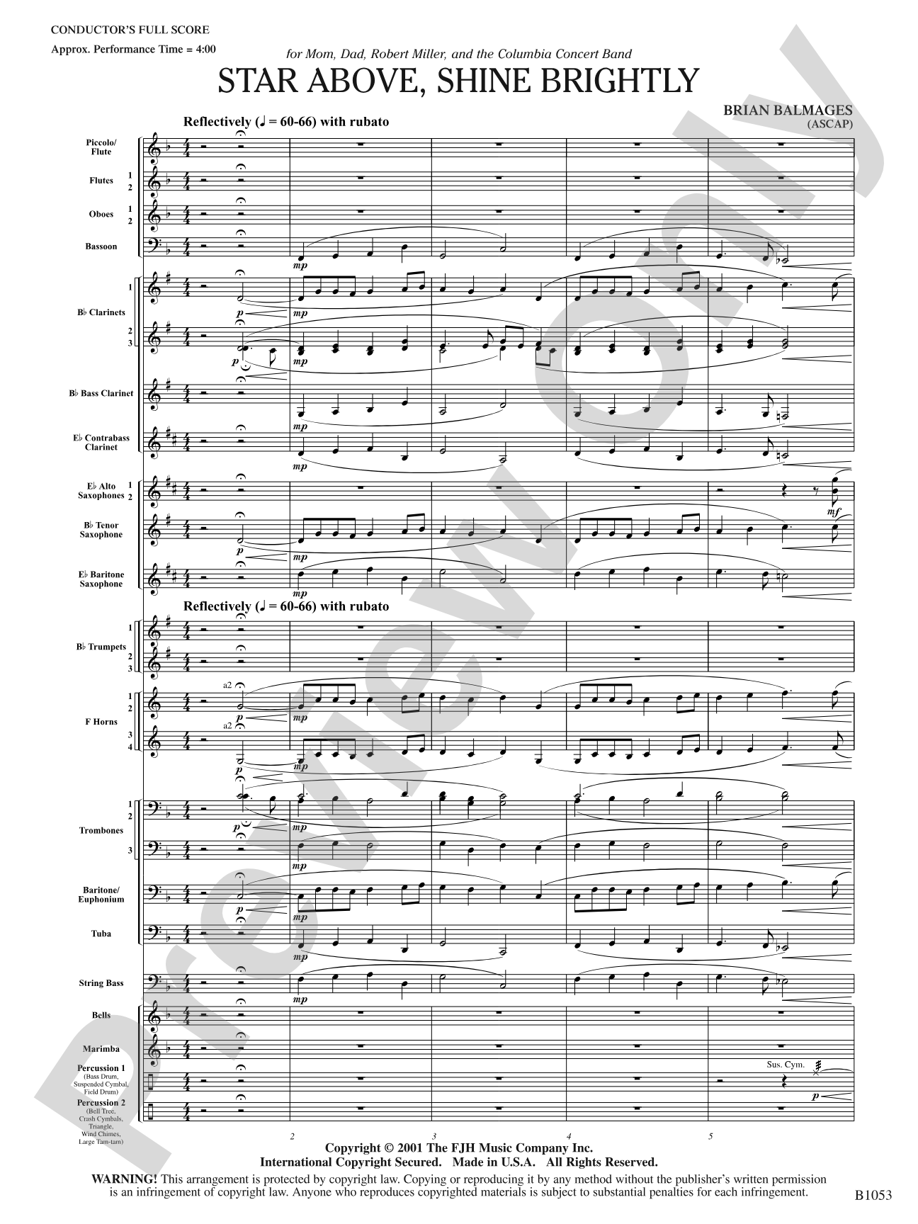 Star Above, Shine Brightly: Score
