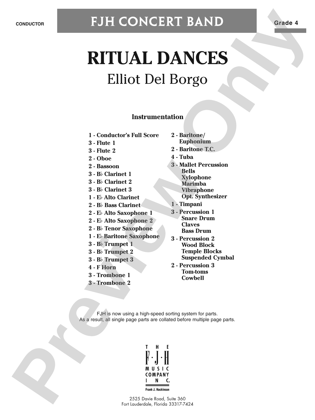 Ritual Dances: Concert Band Conductor Score & Parts