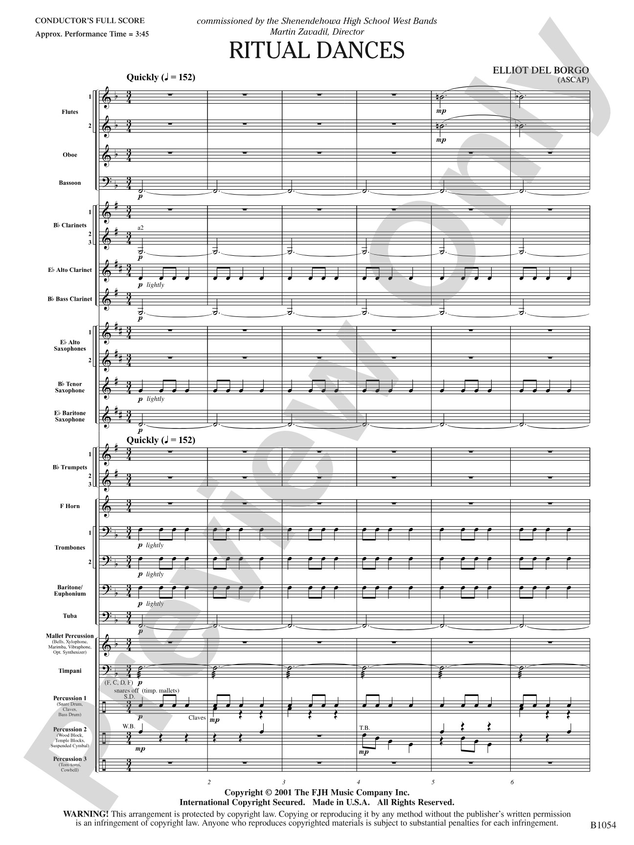Ritual Dances: Concert Band Conductor Score & Parts