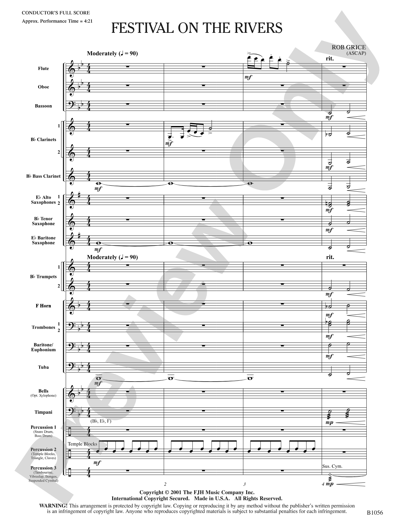 Festival on the Rivers: Concert Band Conductor Score & Parts