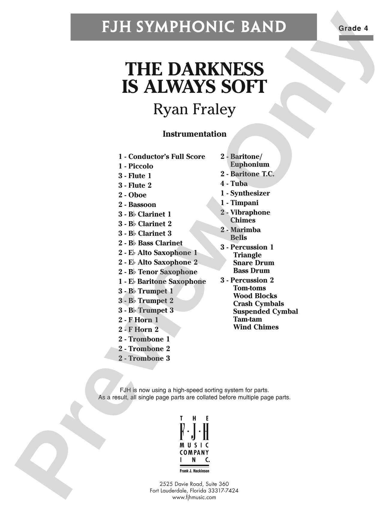 The Darkness is Always Soft: Concert Band Conductor Score & Parts