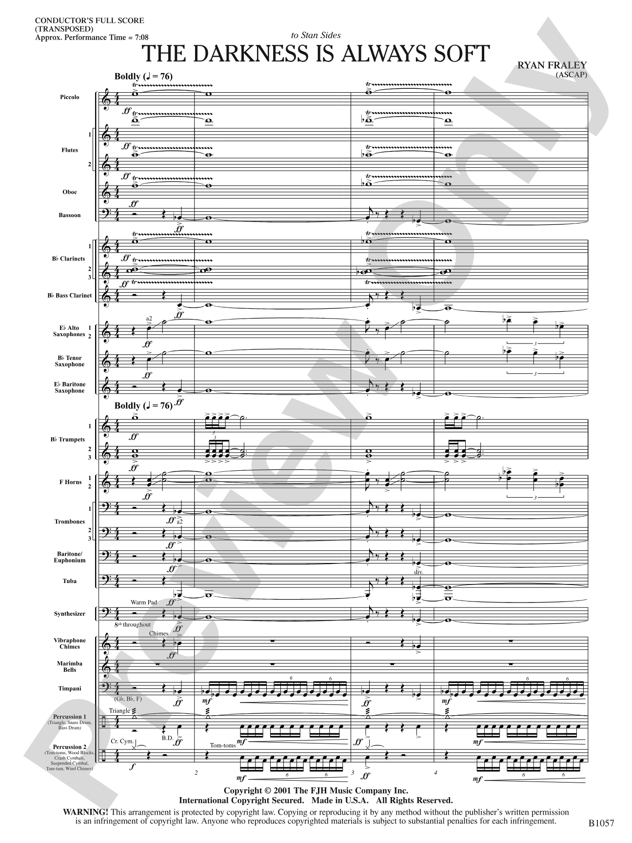 The Darkness is Always Soft: Concert Band Conductor Score & Parts