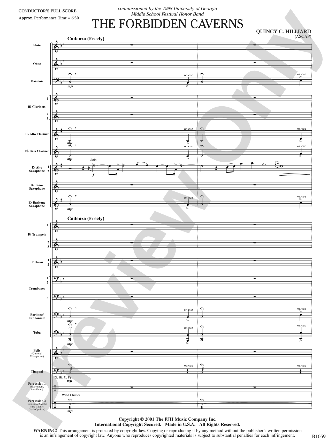 The Forbidden Caverns: Concert Band Conductor Score & Parts