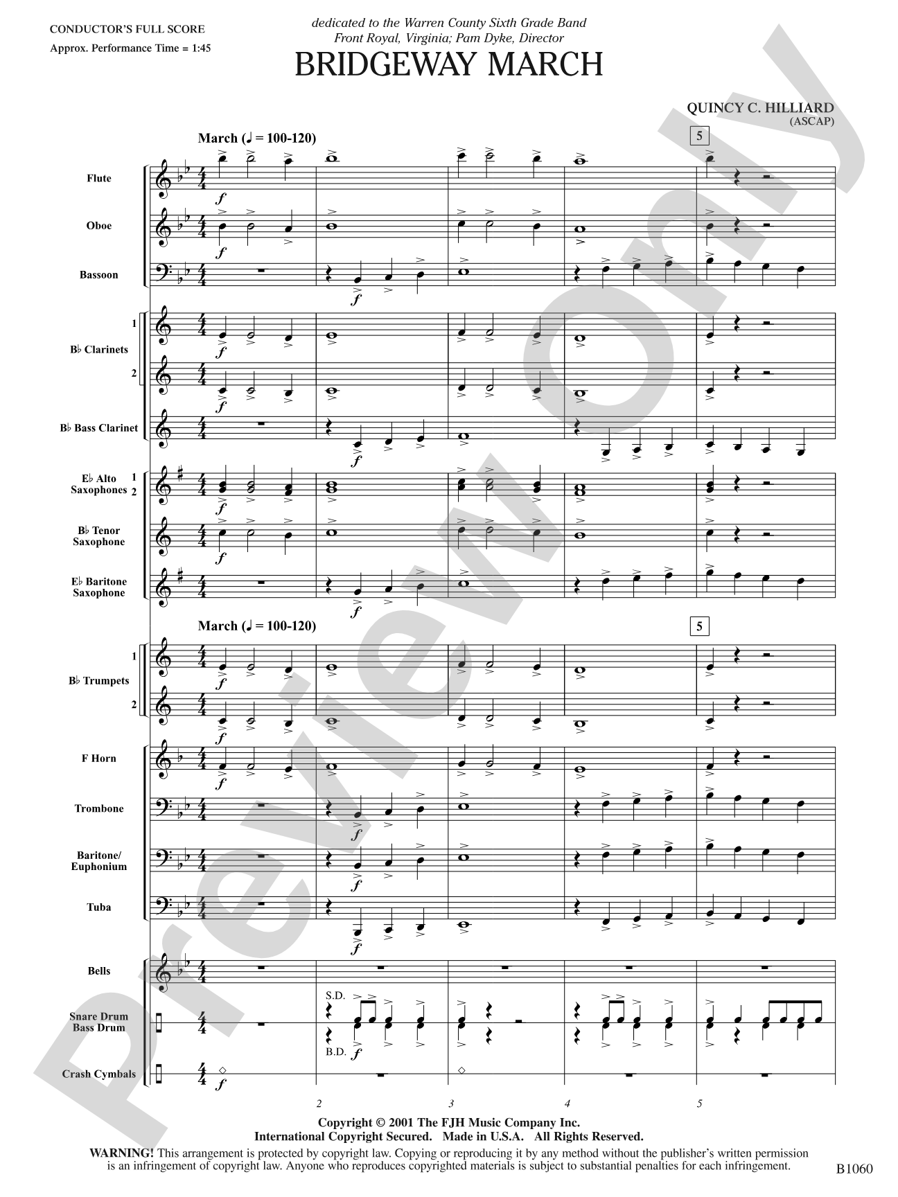 Bridgeway March: Concert Band Conductor Score & Parts