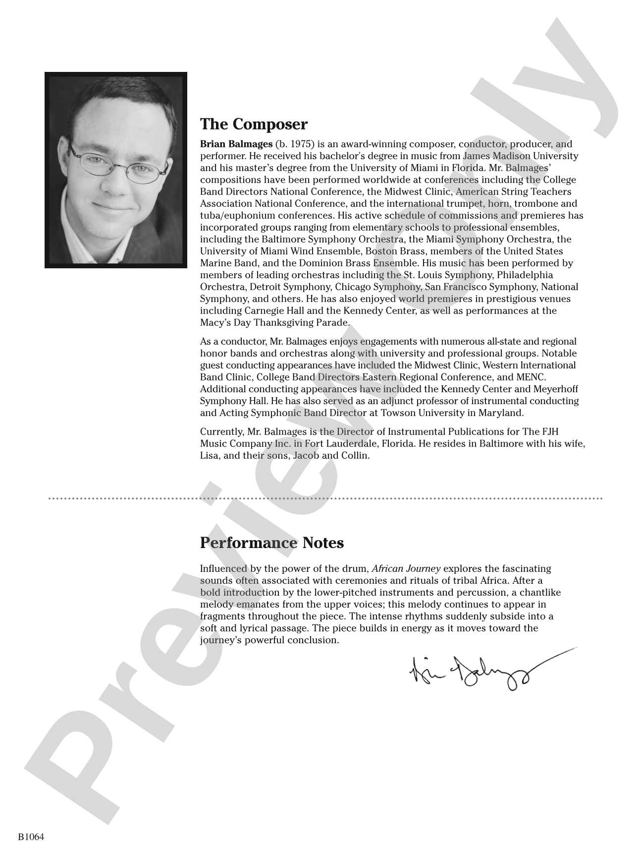 African Journey: Score