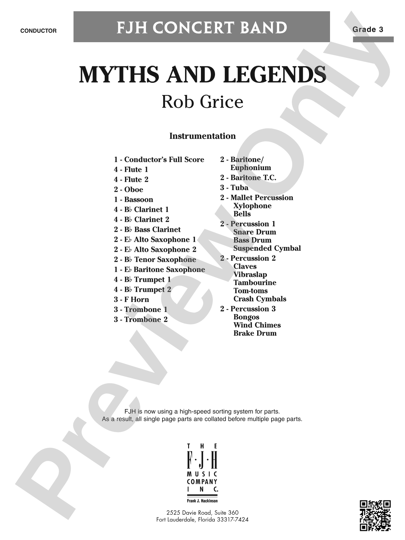 Myths and Legends: Concert Band Conductor Score & Parts