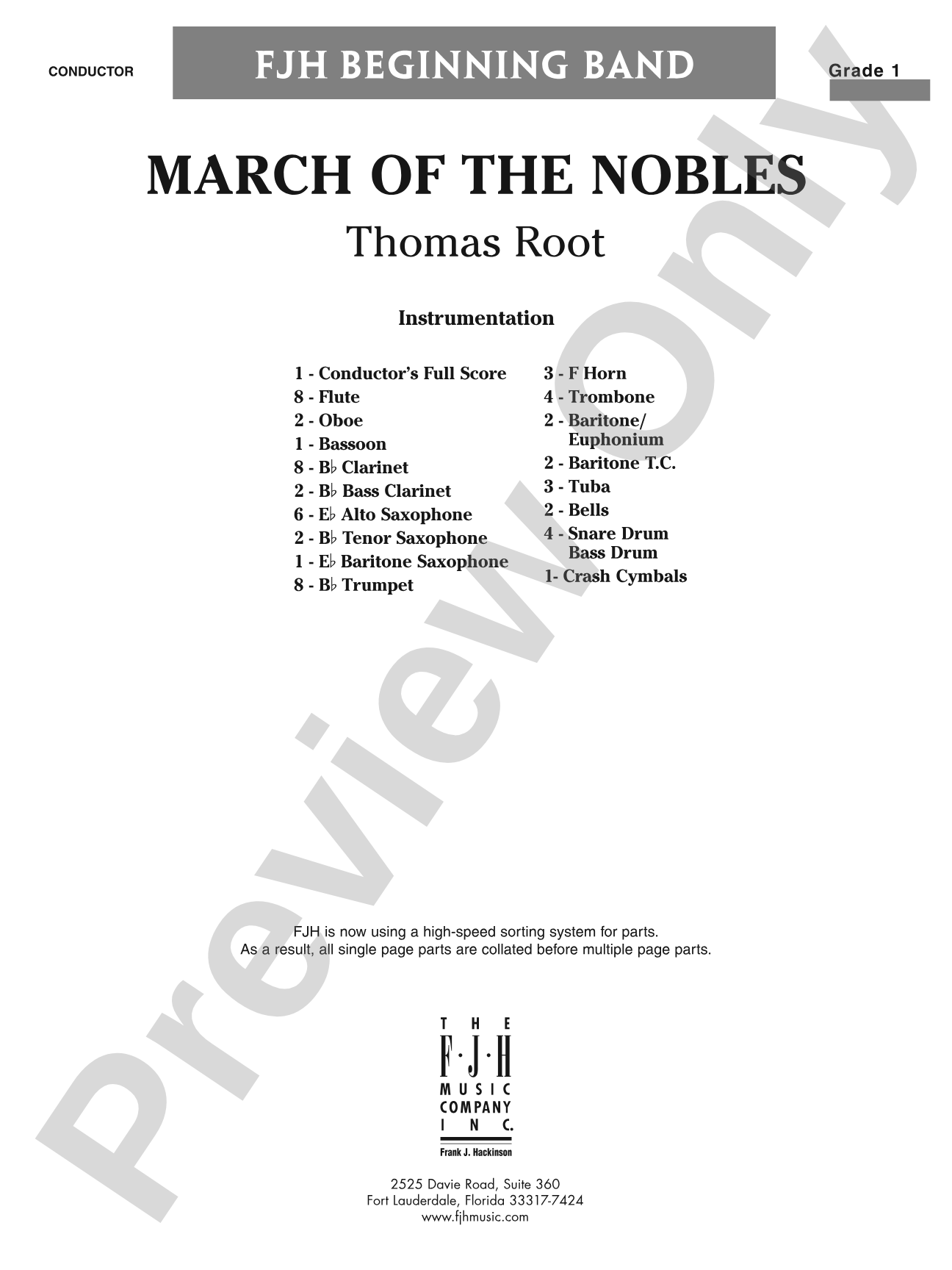 March of the Nobles: Concert Band Conductor Score & Parts