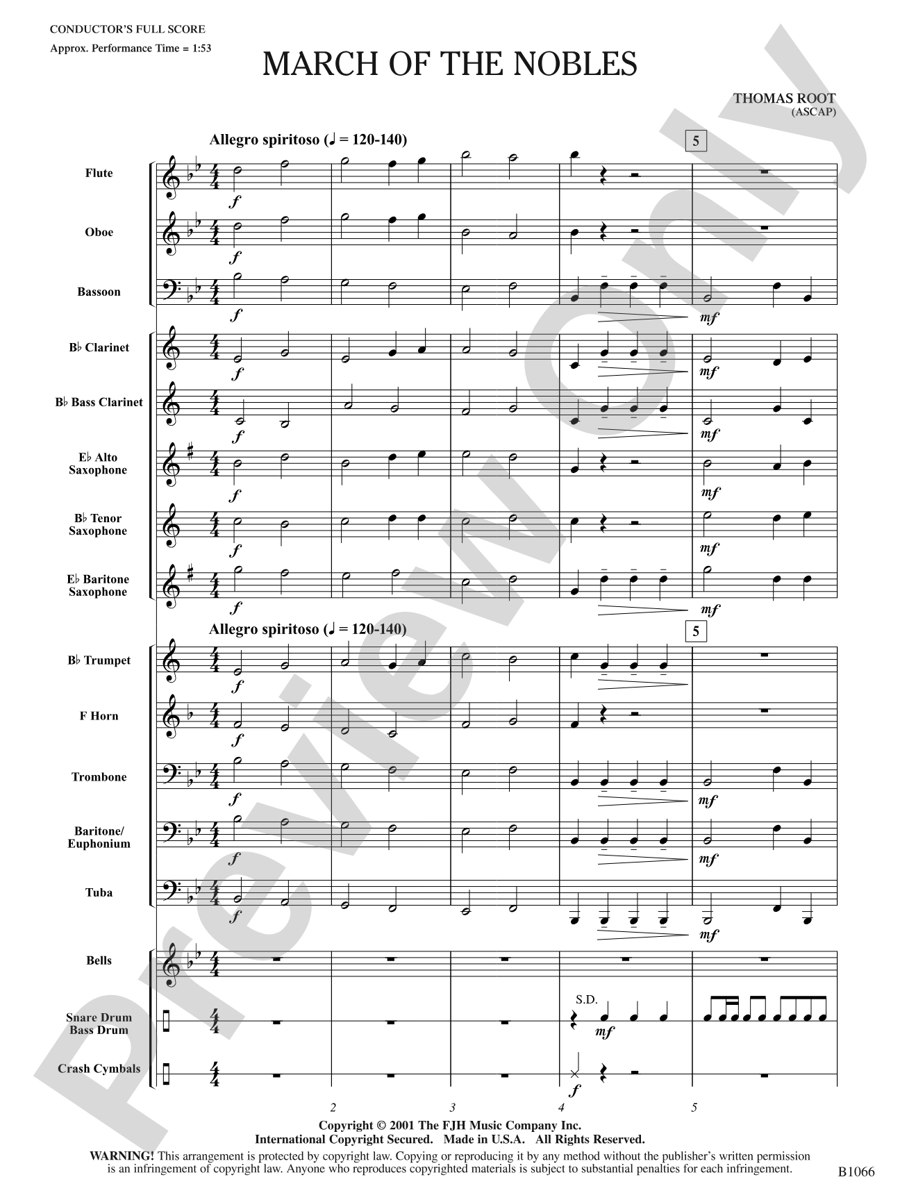 March of the Nobles: Concert Band Conductor Score & Parts