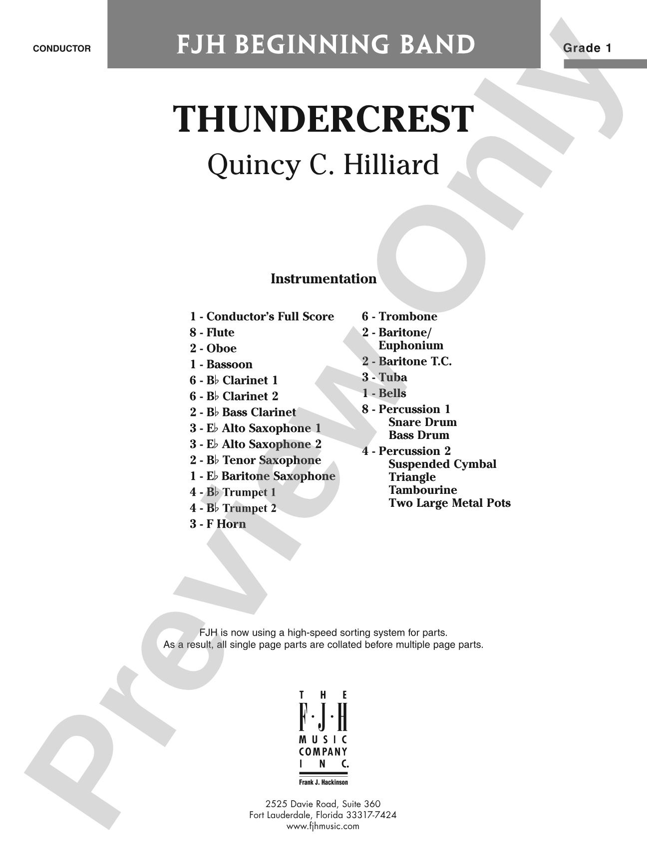 Thundercrest: Concert Band Conductor Score & Parts