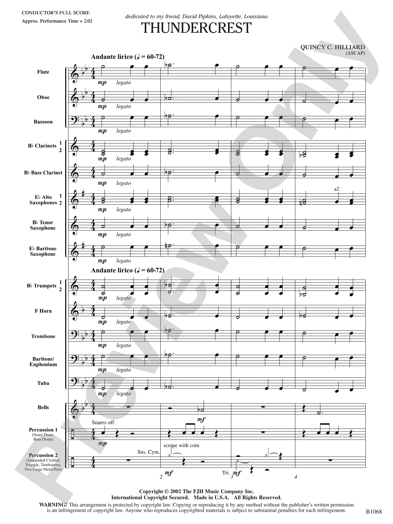 Thundercrest: Concert Band Conductor Score & Parts