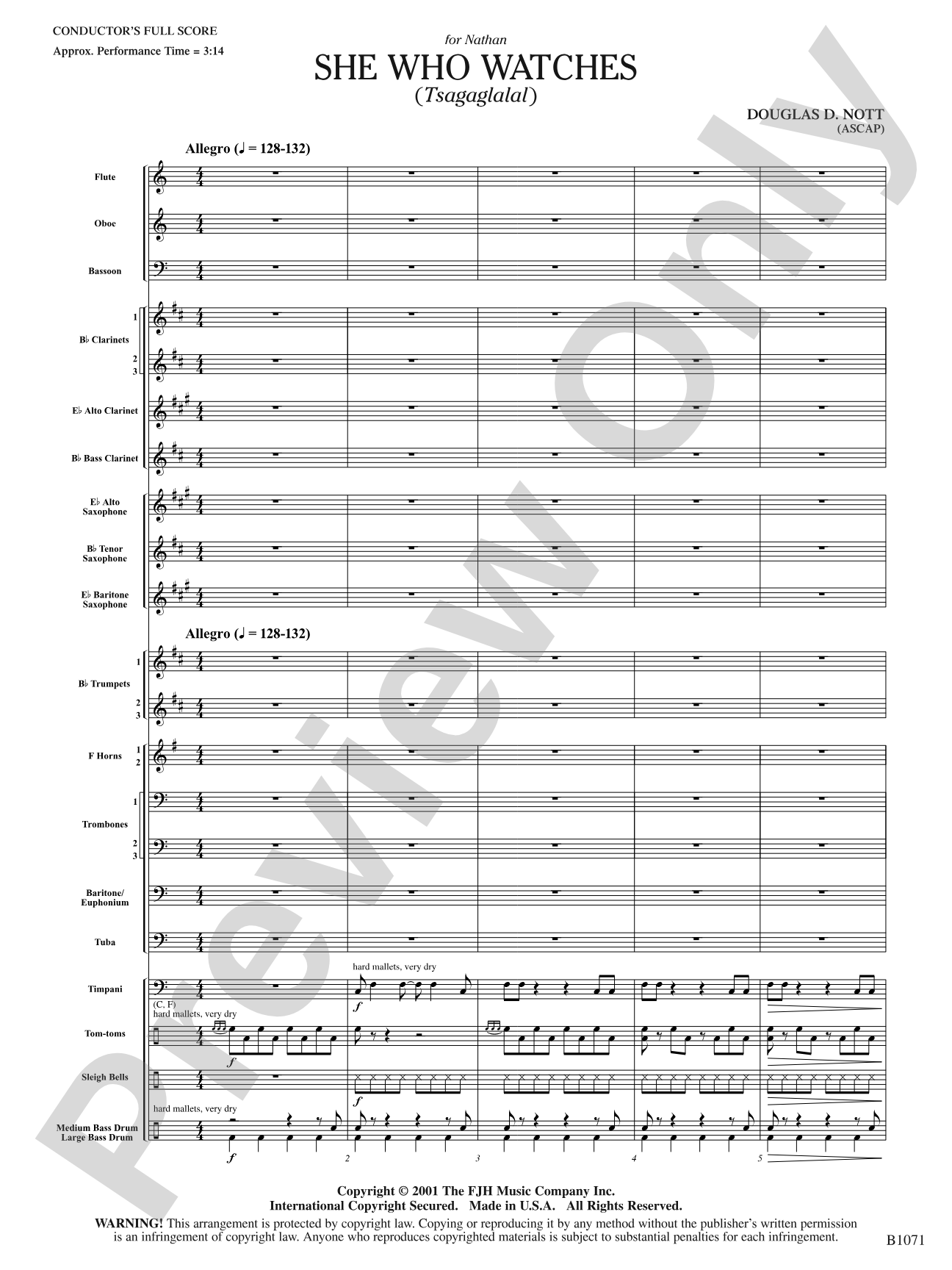 She Who Watches (Tsagaglalal): Concert Band Conductor Score & Parts