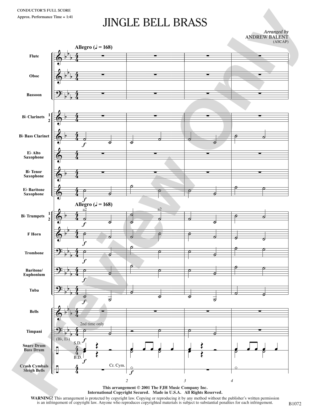 Jingle Bell Brass: Concert Band Conductor Score & Parts