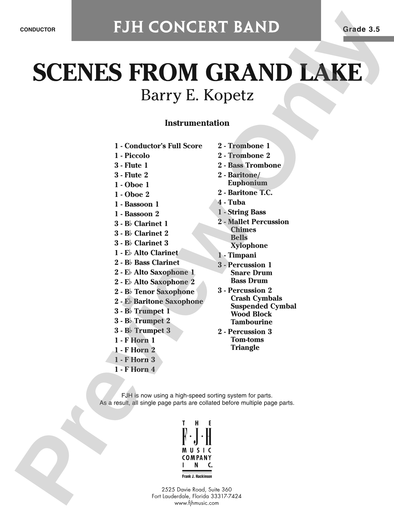 Scenes from Grand Lake: Concert Band Conductor Score & Parts