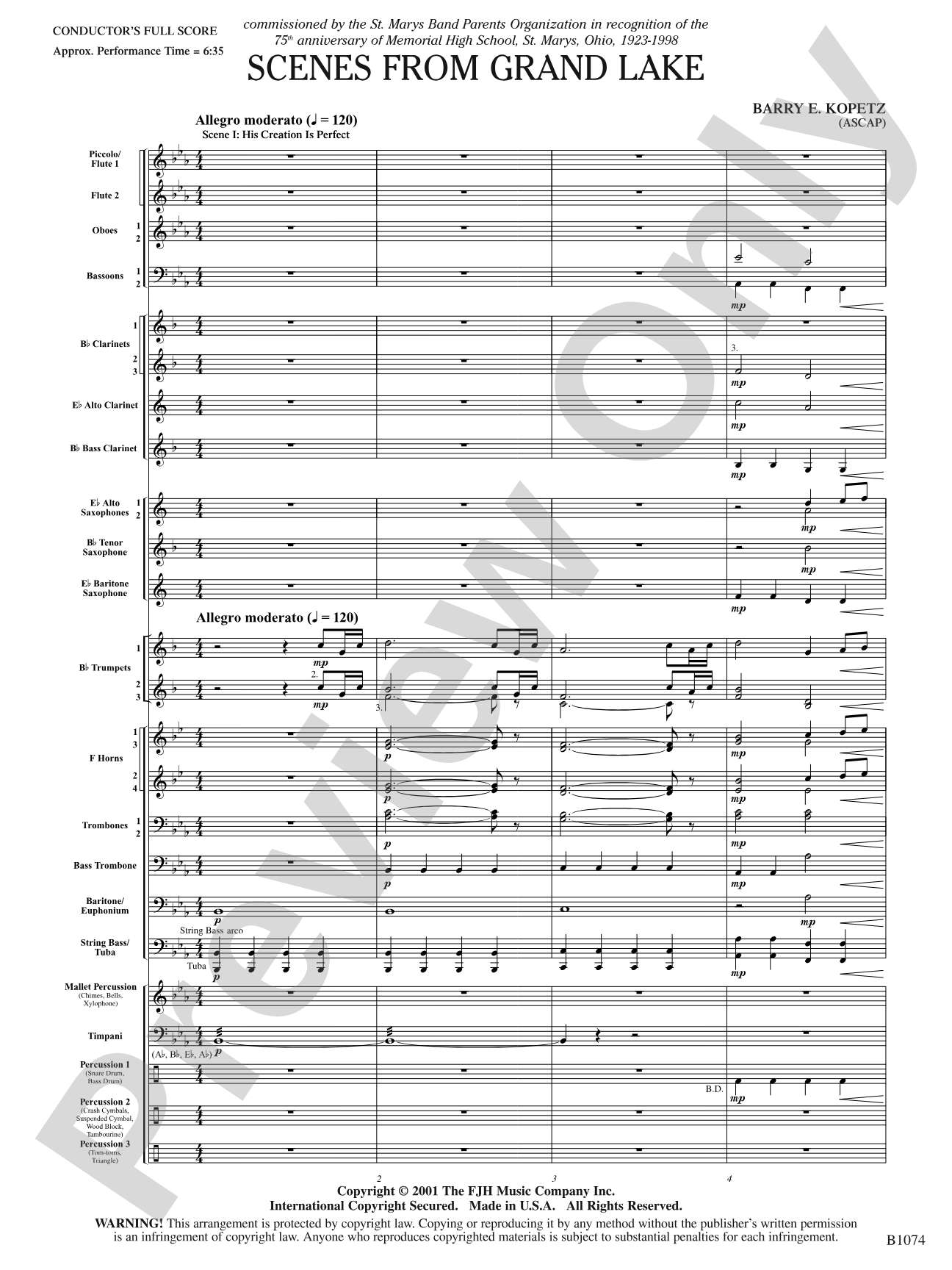 Scenes from Grand Lake: Concert Band Conductor Score & Parts