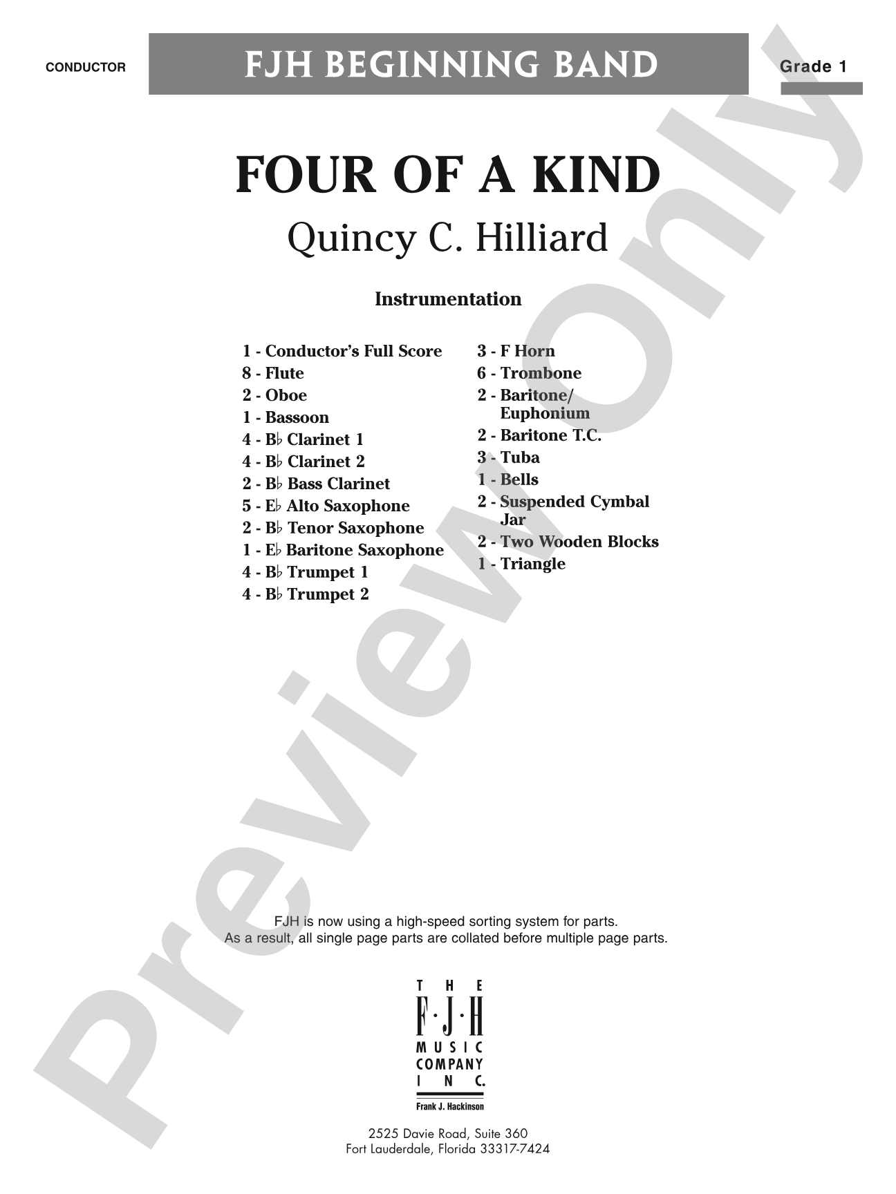 Four of a Kind: Concert Band Conductor Score & Parts