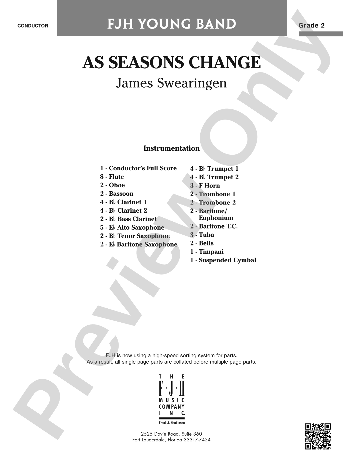 As Seasons Change: Concert Band Conductor Score & Parts