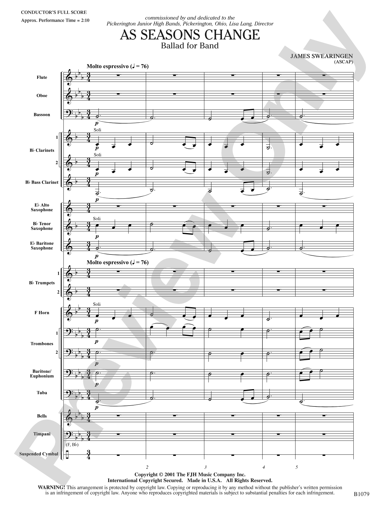 As Seasons Change: Concert Band Conductor Score & Parts