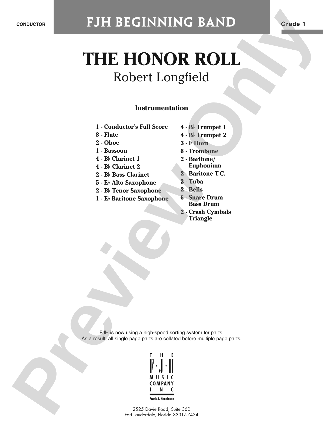 The Honor Roll: Concert Band Conductor Score & Parts