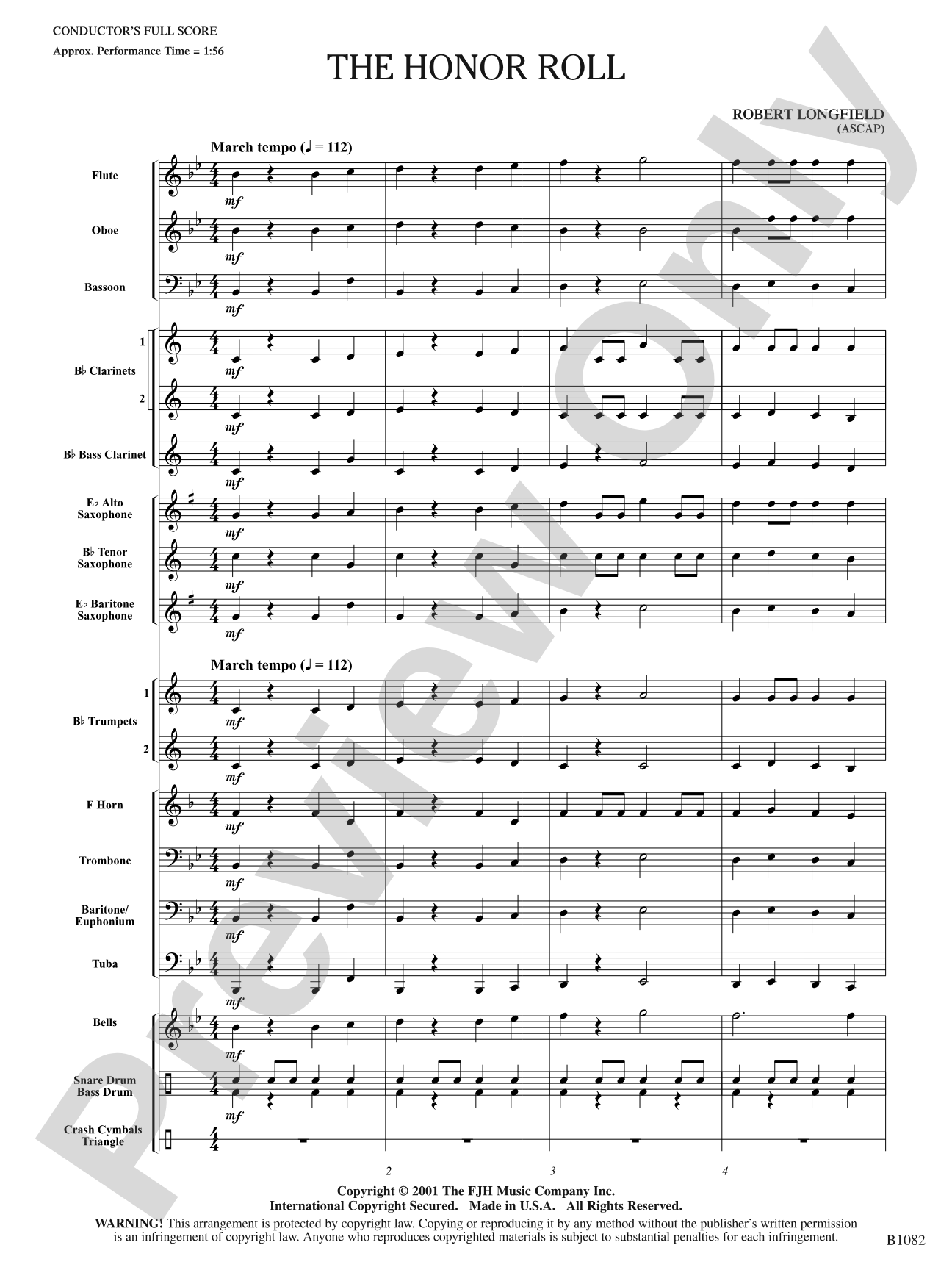 The Honor Roll: Concert Band Conductor Score & Parts