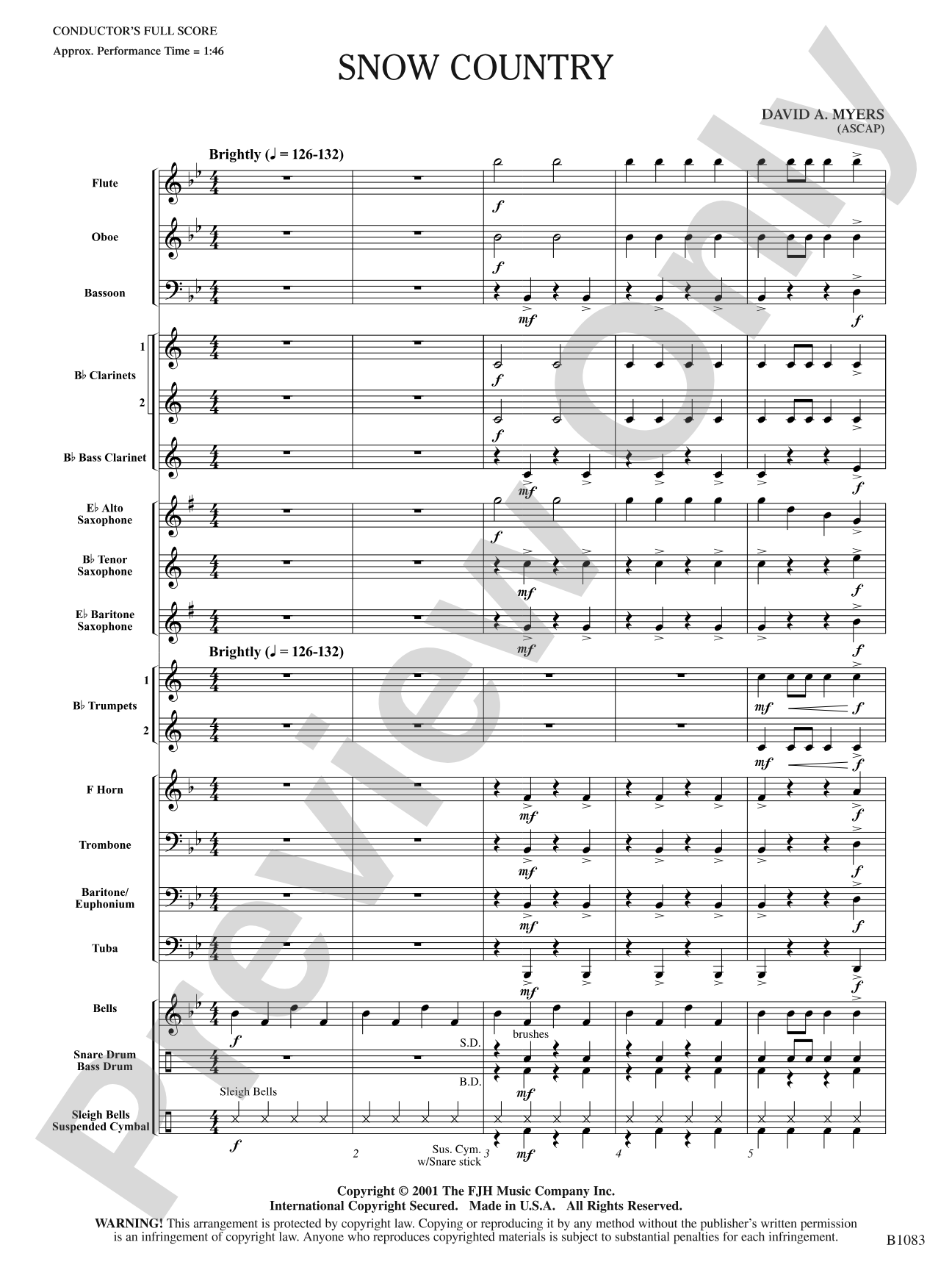 Snow Country: Concert Band Conductor Score & Parts