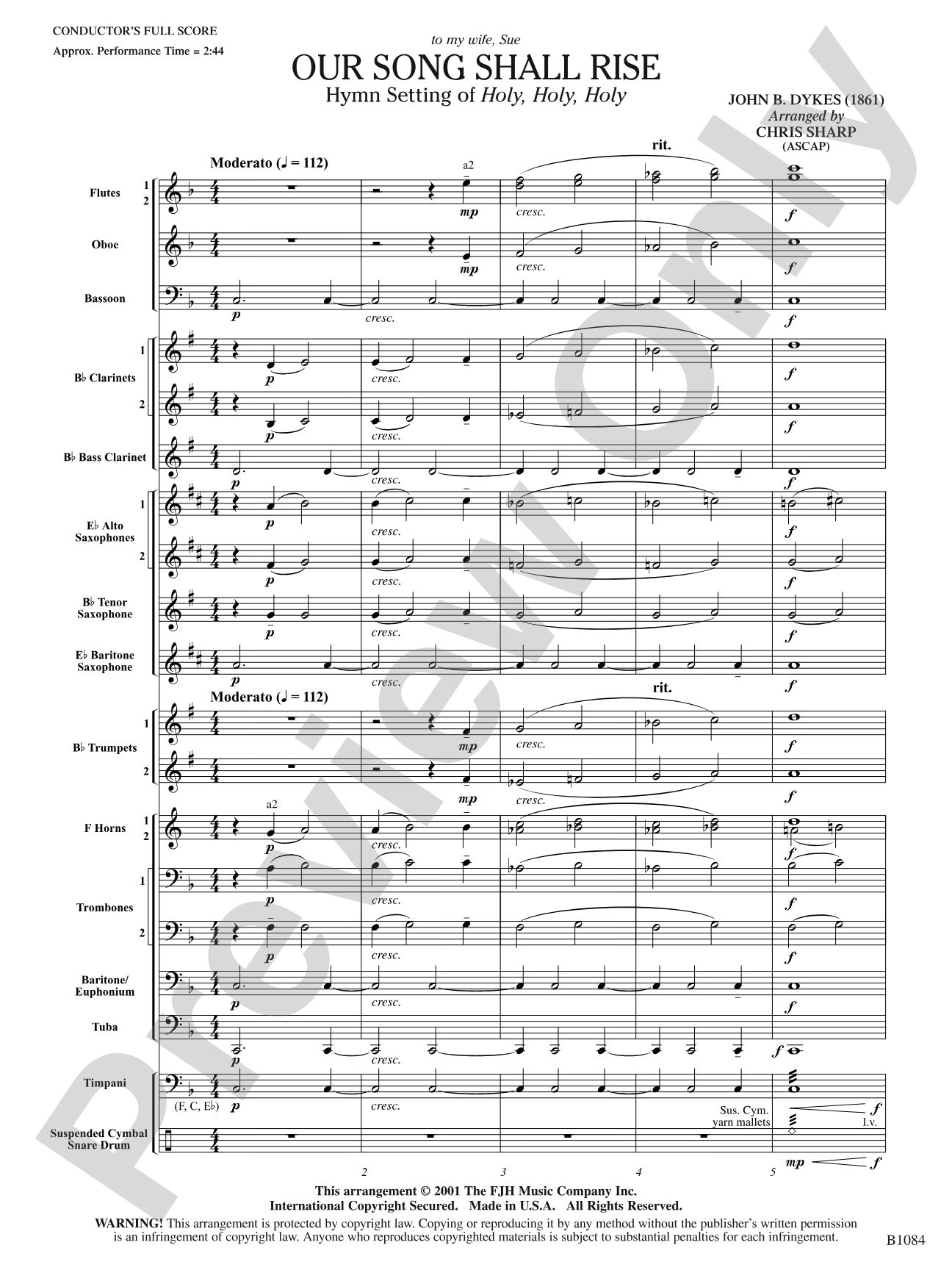 Our Song Shall Rise: Concert Band Conductor Score & Parts