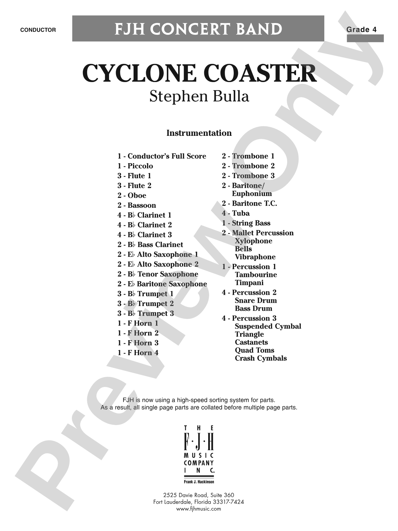 Cyclone Coaster: Concert Band Conductor Score & Parts