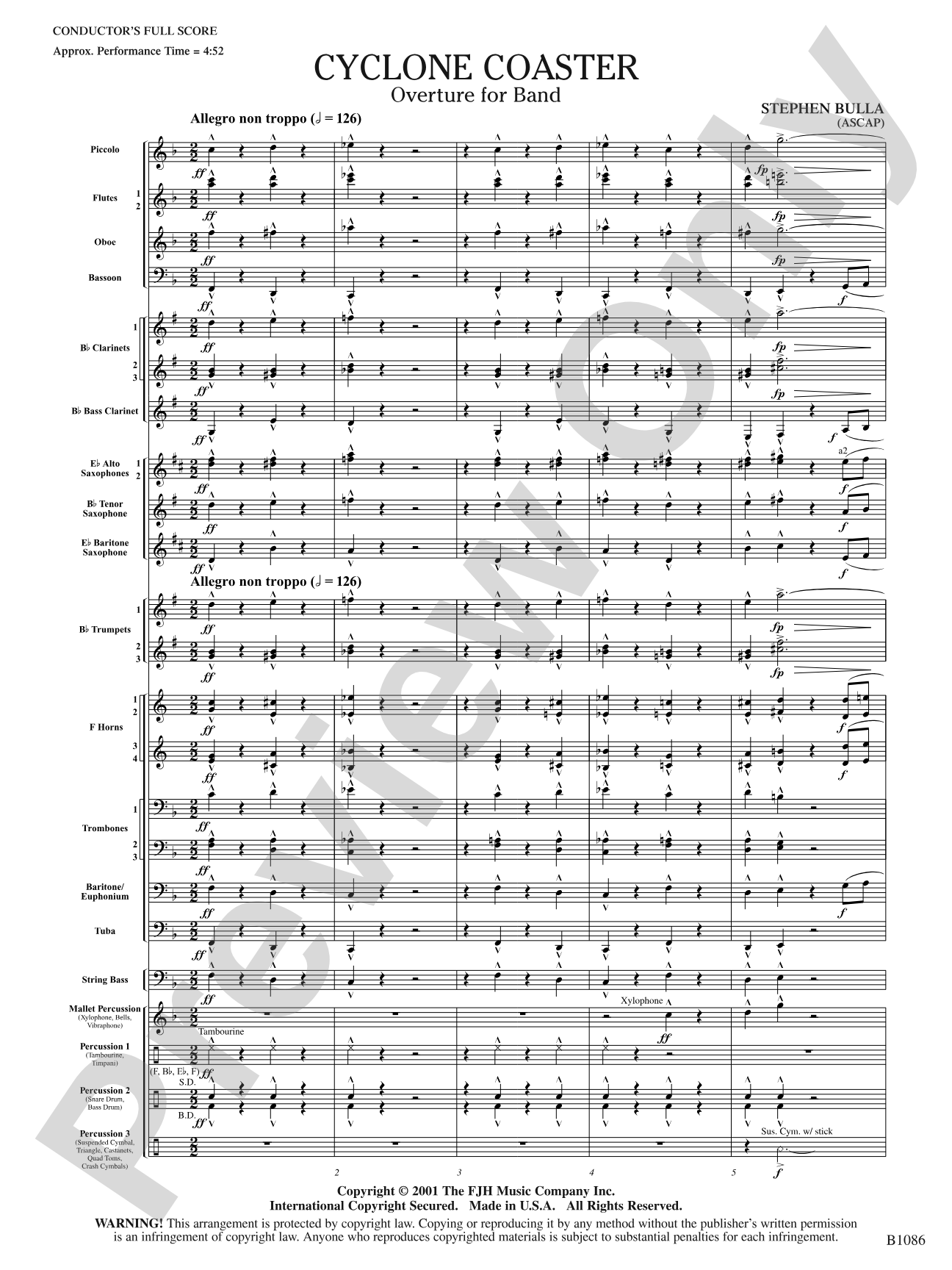 Cyclone Coaster: Concert Band Conductor Score & Parts