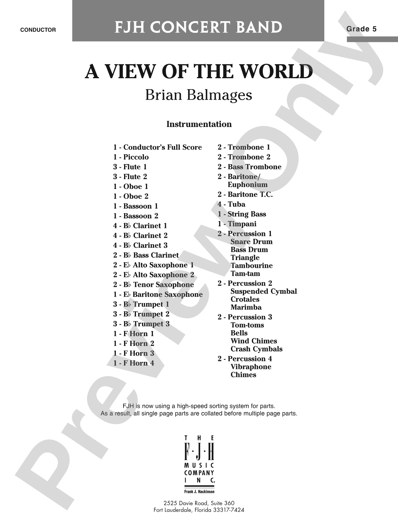 A View of the World: Score