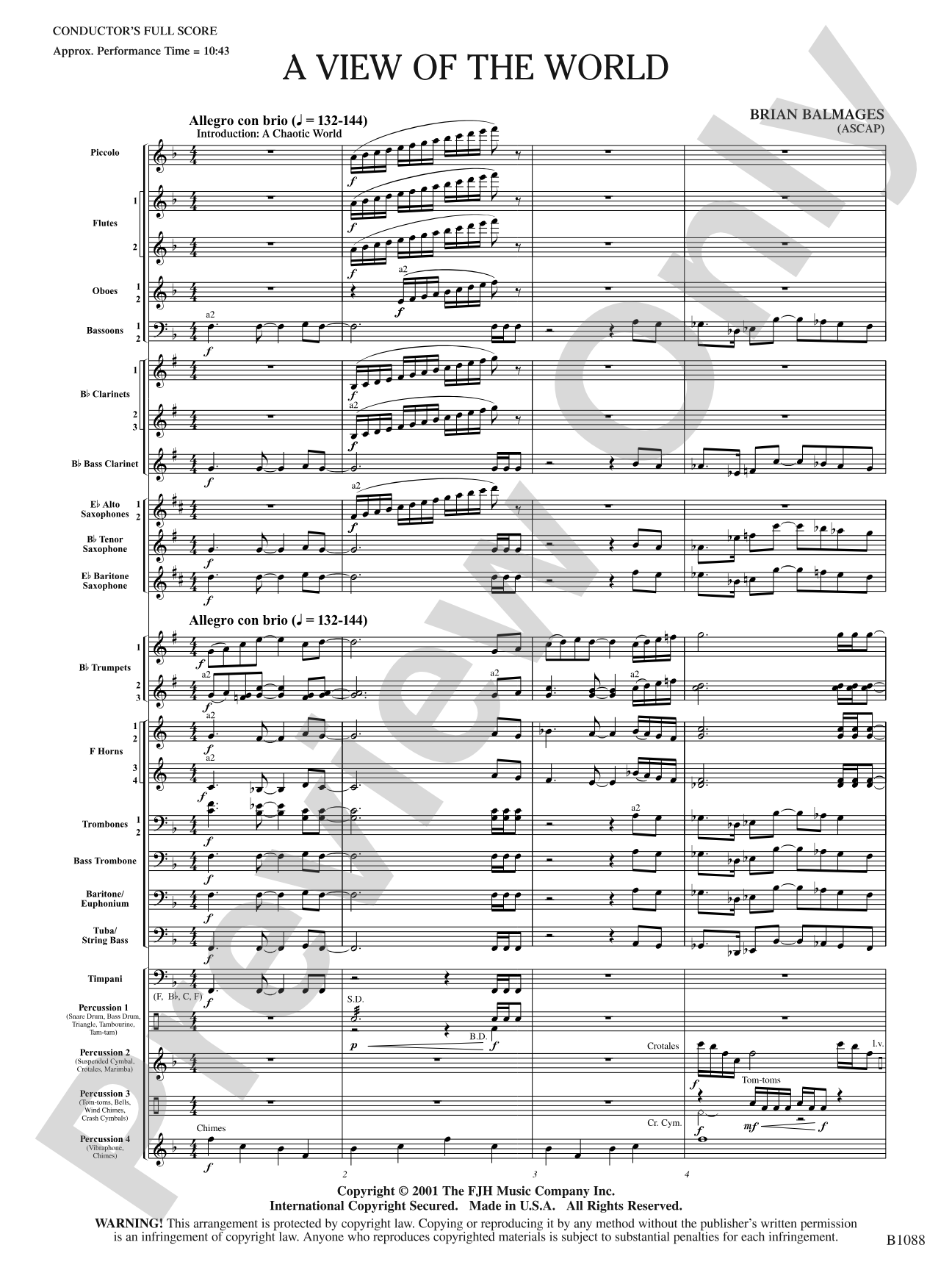 A View of the World: Score