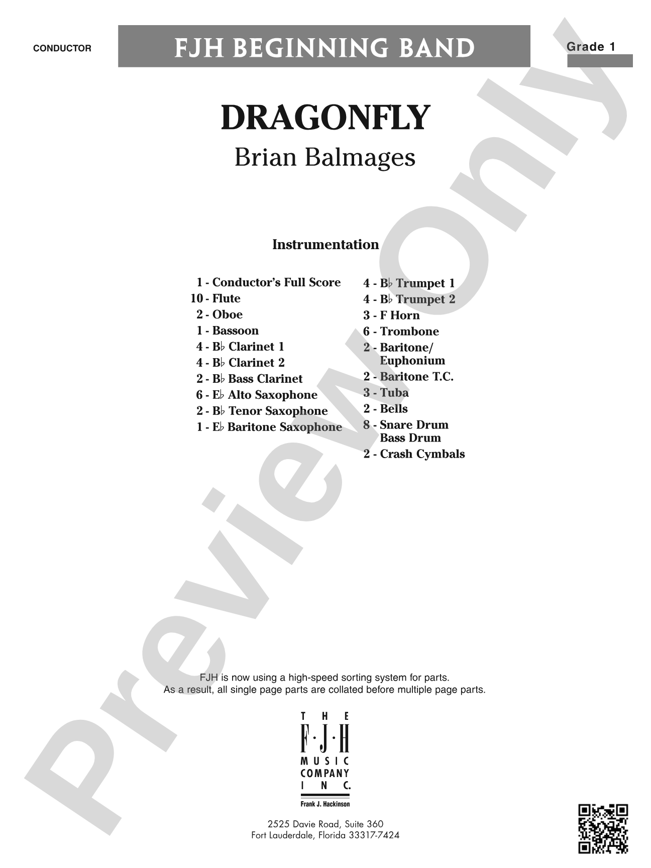 Dragonfly: Concert Band Conductor Score & Parts