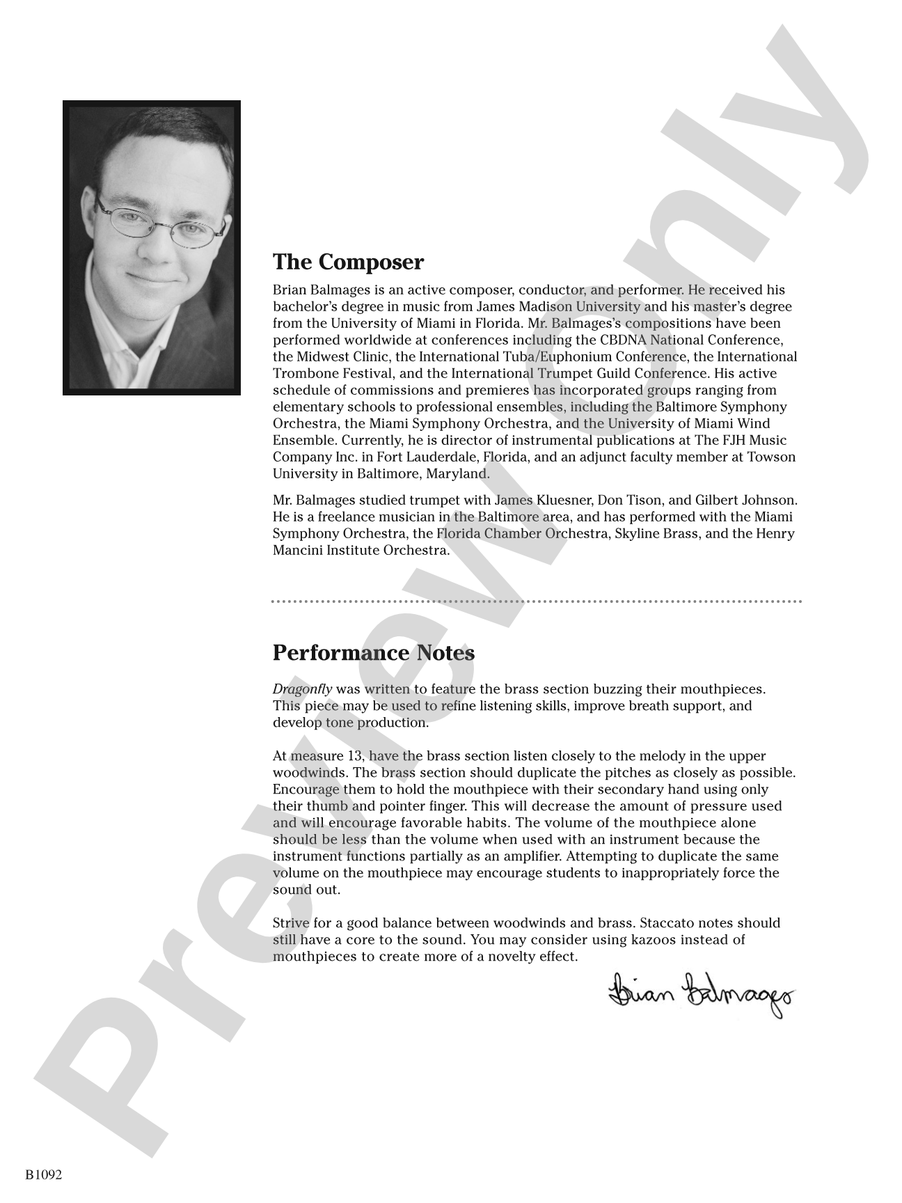 Dragonfly: Concert Band Conductor Score & Parts