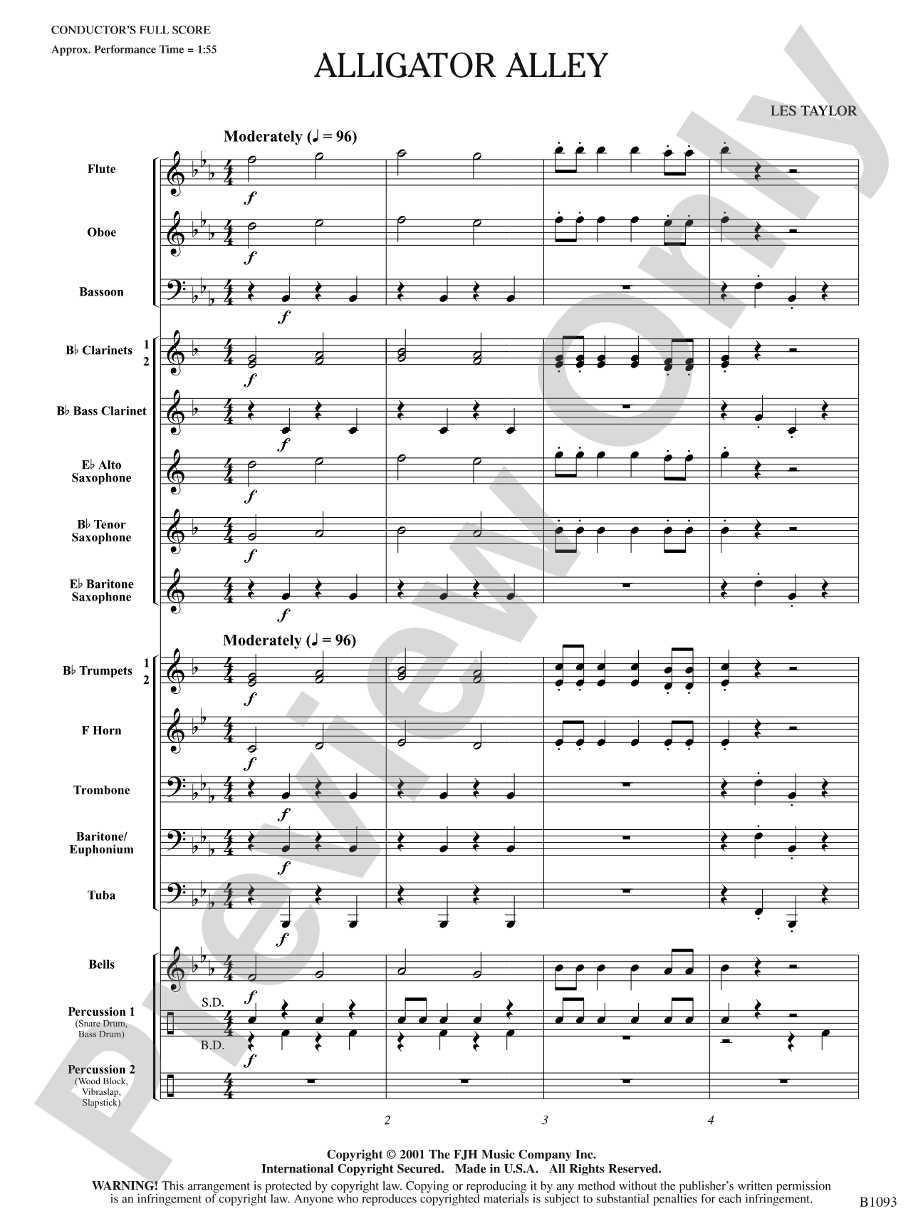Alligator Alley: Concert Band Conductor Score & Parts