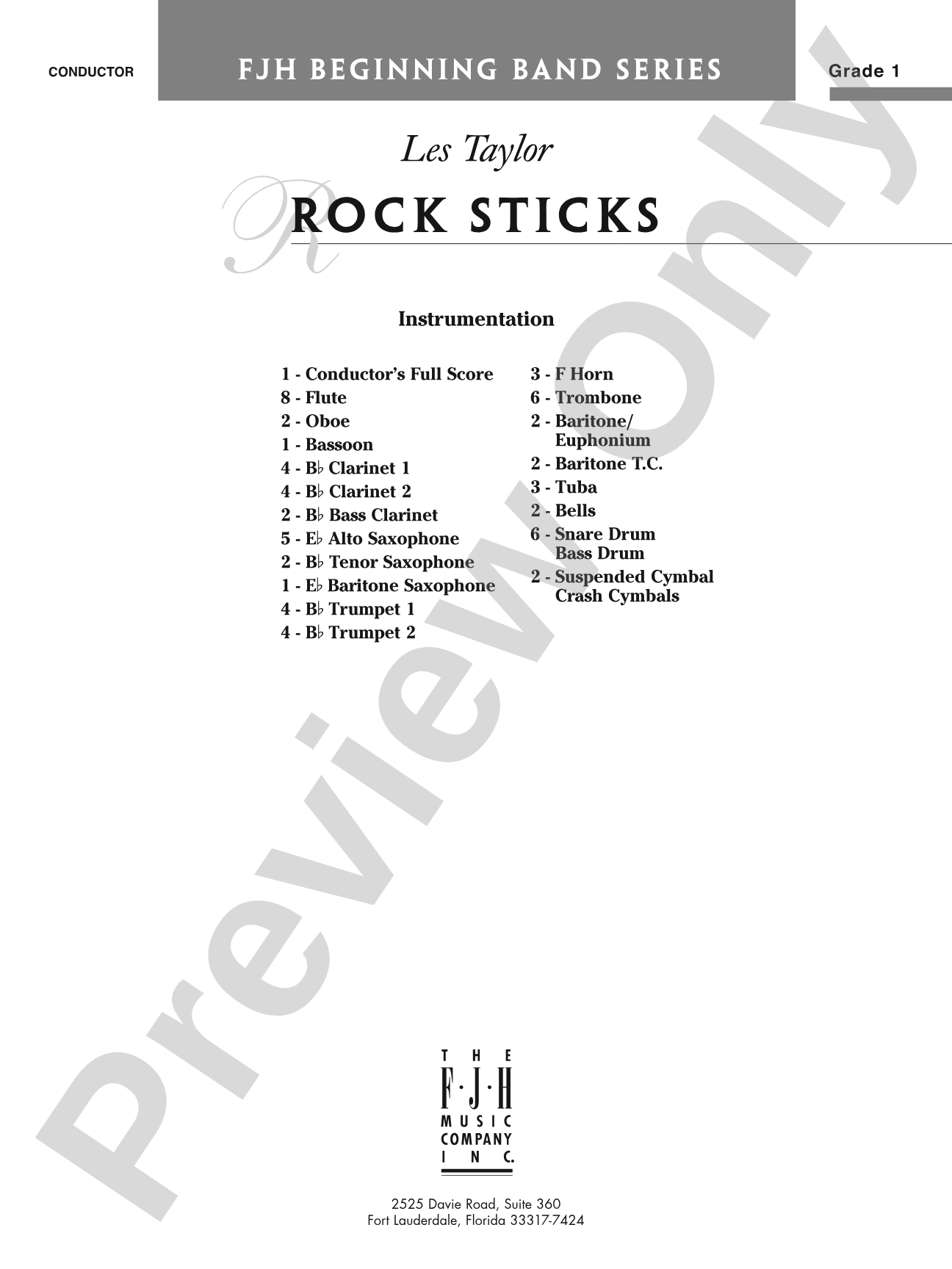 Rock Sticks: Concert Band Conductor Score & Parts