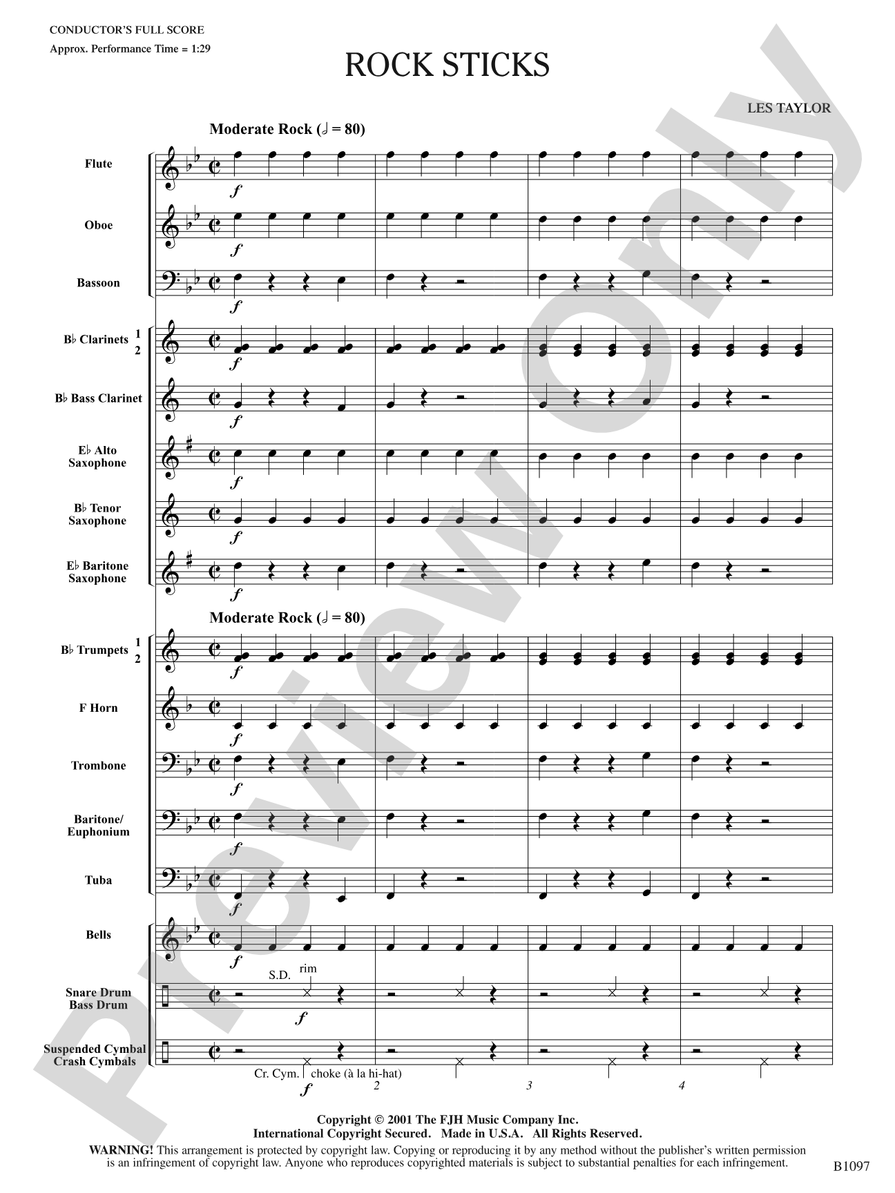 Rock Sticks: Concert Band Conductor Score & Parts
