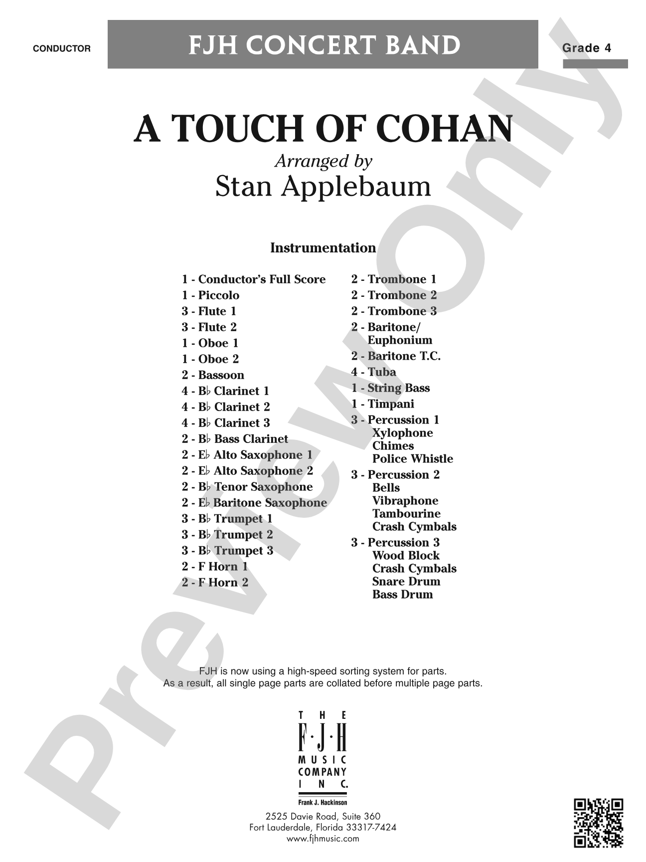 A Touch of Cohan: Concert Band Conductor Score & Parts
