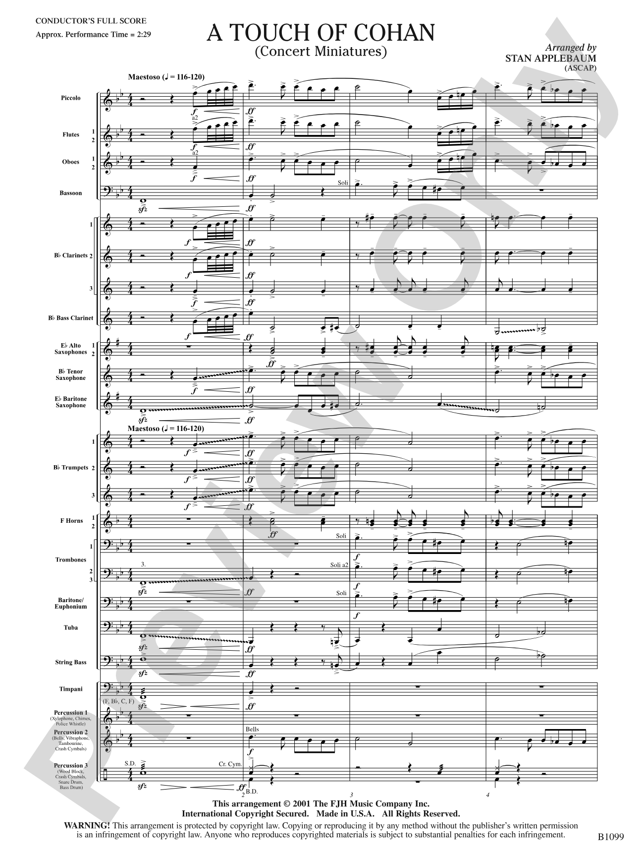 A Touch of Cohan: Concert Band Conductor Score & Parts