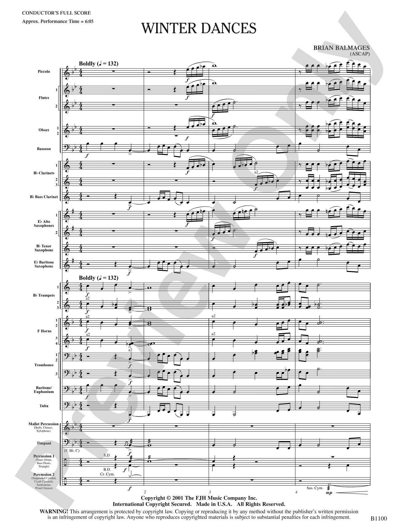 Winter Dances: Concert Band Conductor Score & Parts