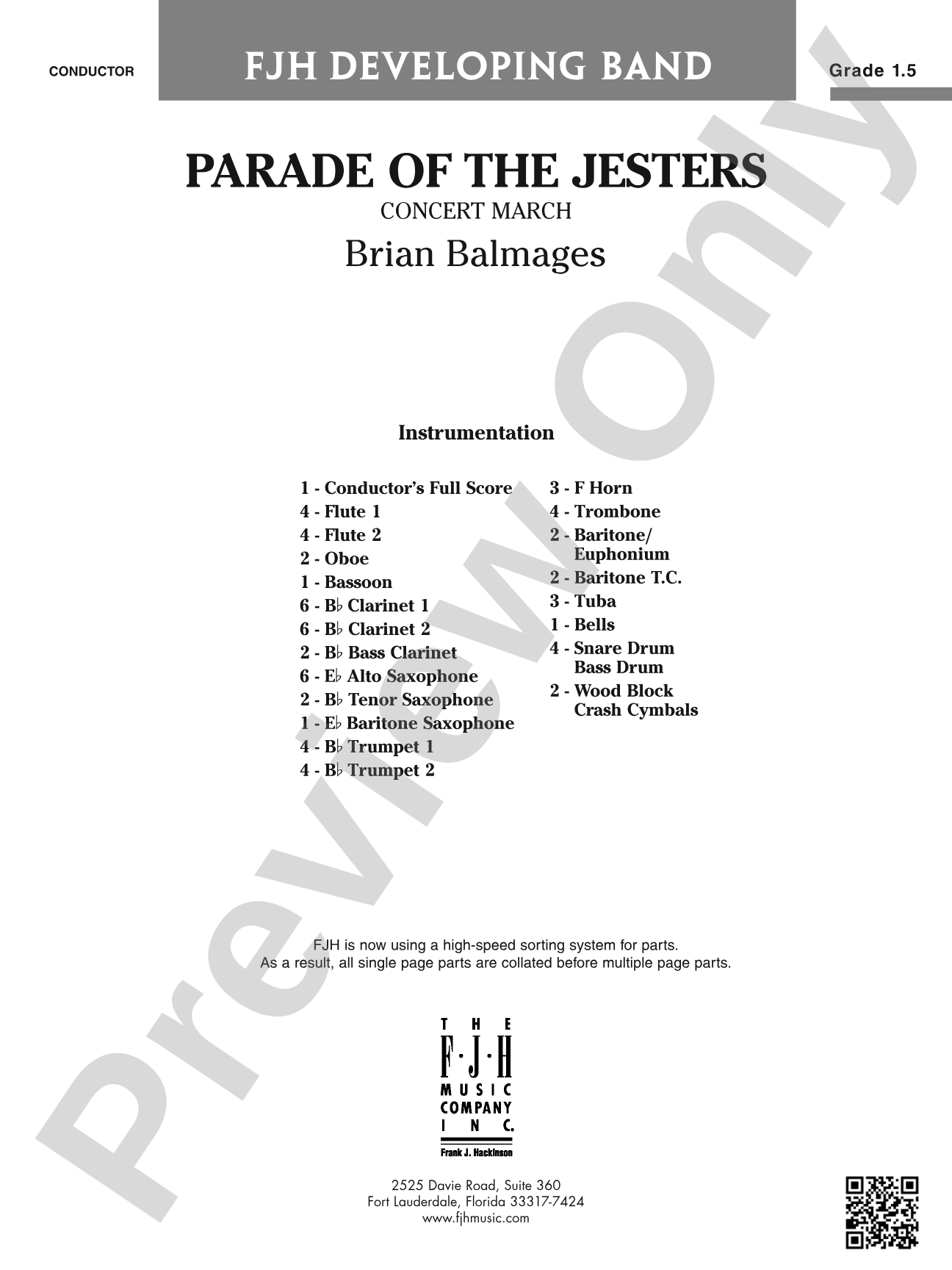 Parade of the Jesters: Concert Band Conductor Score & Parts