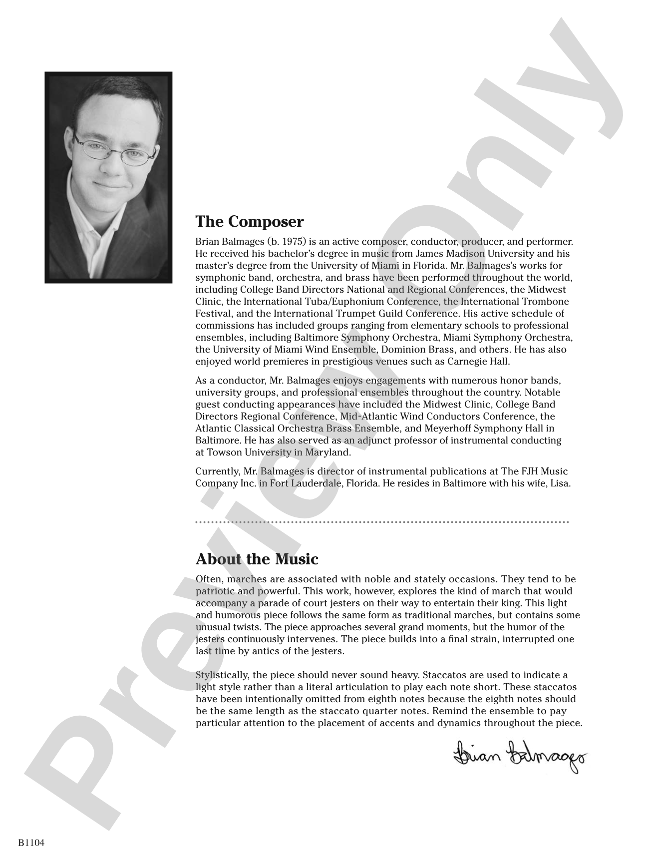 Parade of the Jesters: Concert Band Conductor Score & Parts